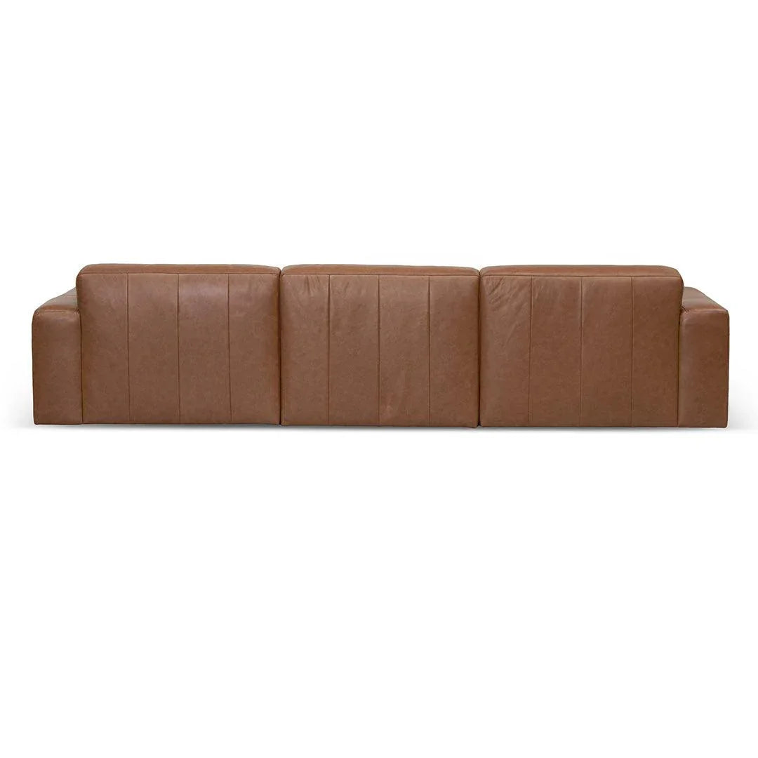 CLC8336-KSO 4 Seater Sofa - Caramel Brown Leather - Furniture Castle
