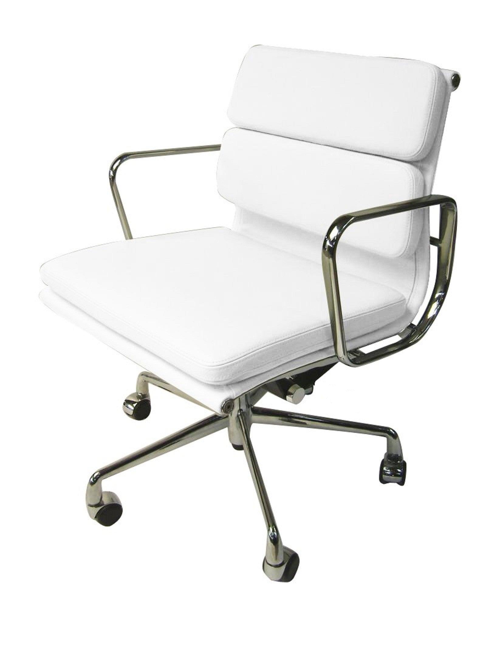 COC103W Low Back Office Chair - White Leather - Furniture Castle