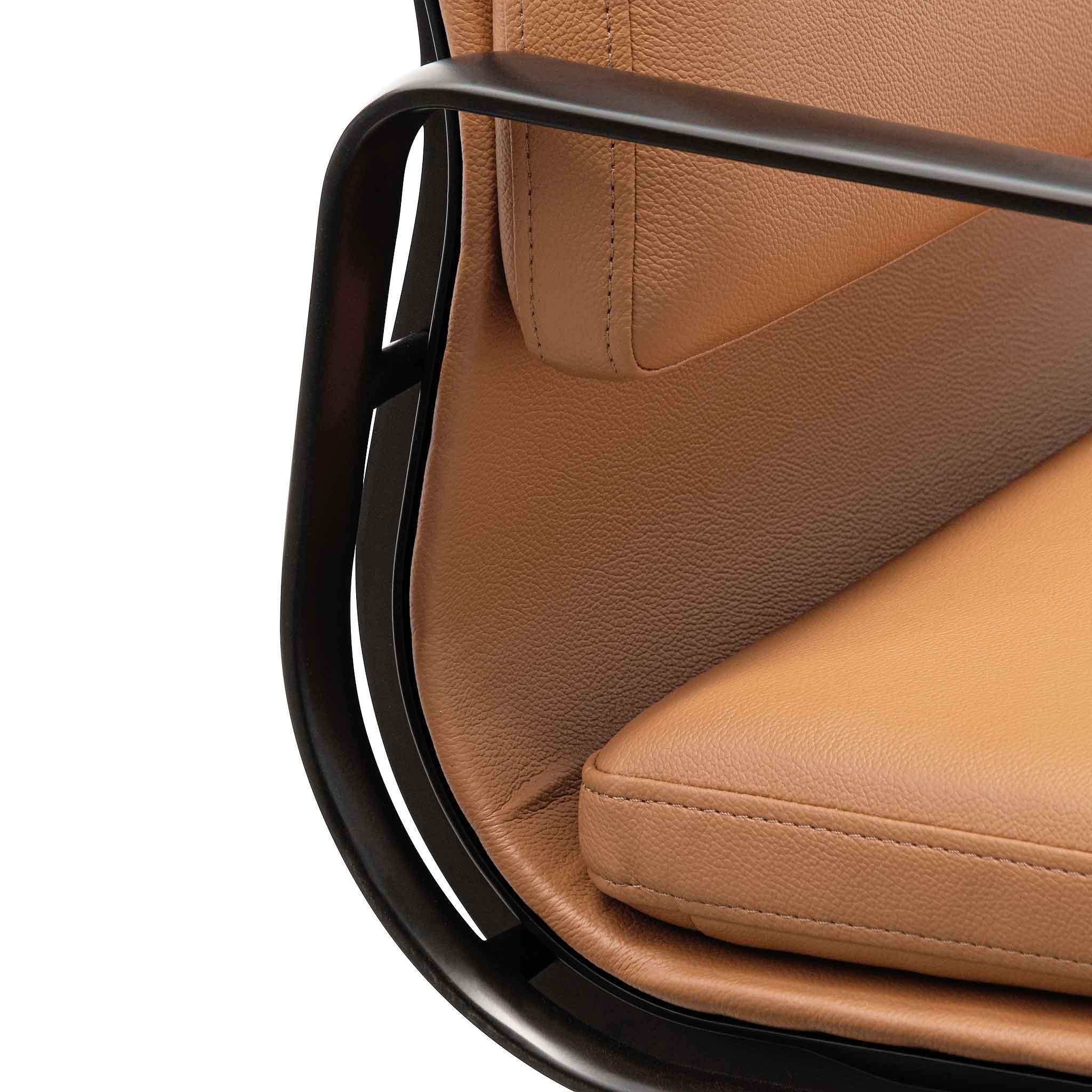 COC6404-YS Low Back Office Chair - Saddle Tan in Black Frame - Furniture Castle