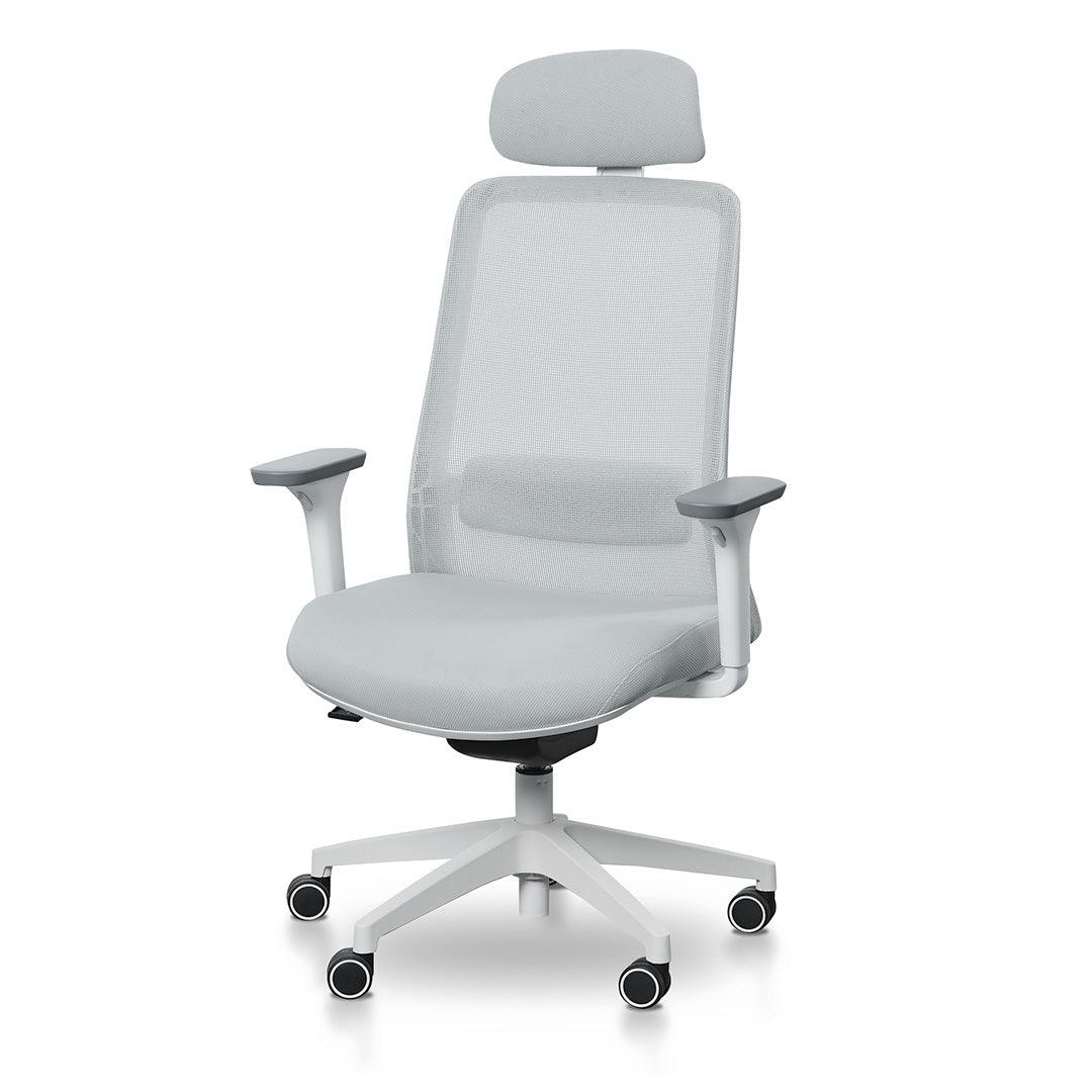 COC8505-LF Mesh Office Chair - Cloud Grey with White Base - Furniture Castle