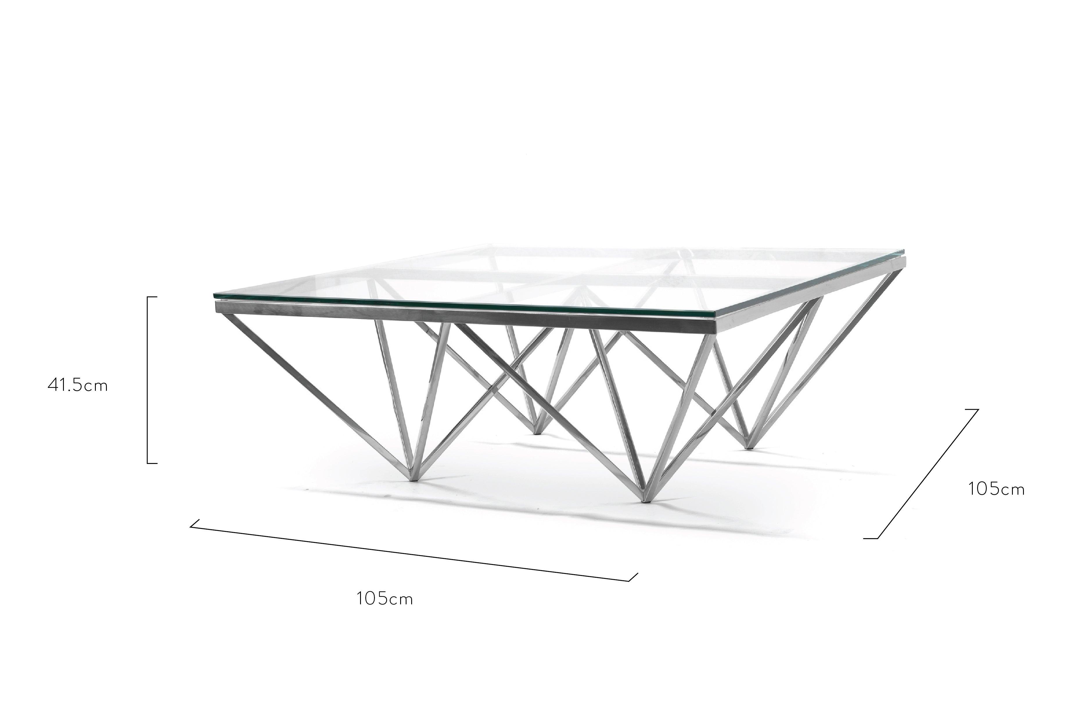 Coffee Table - Glass Top - Silver Base 105cm - Furniture Castle