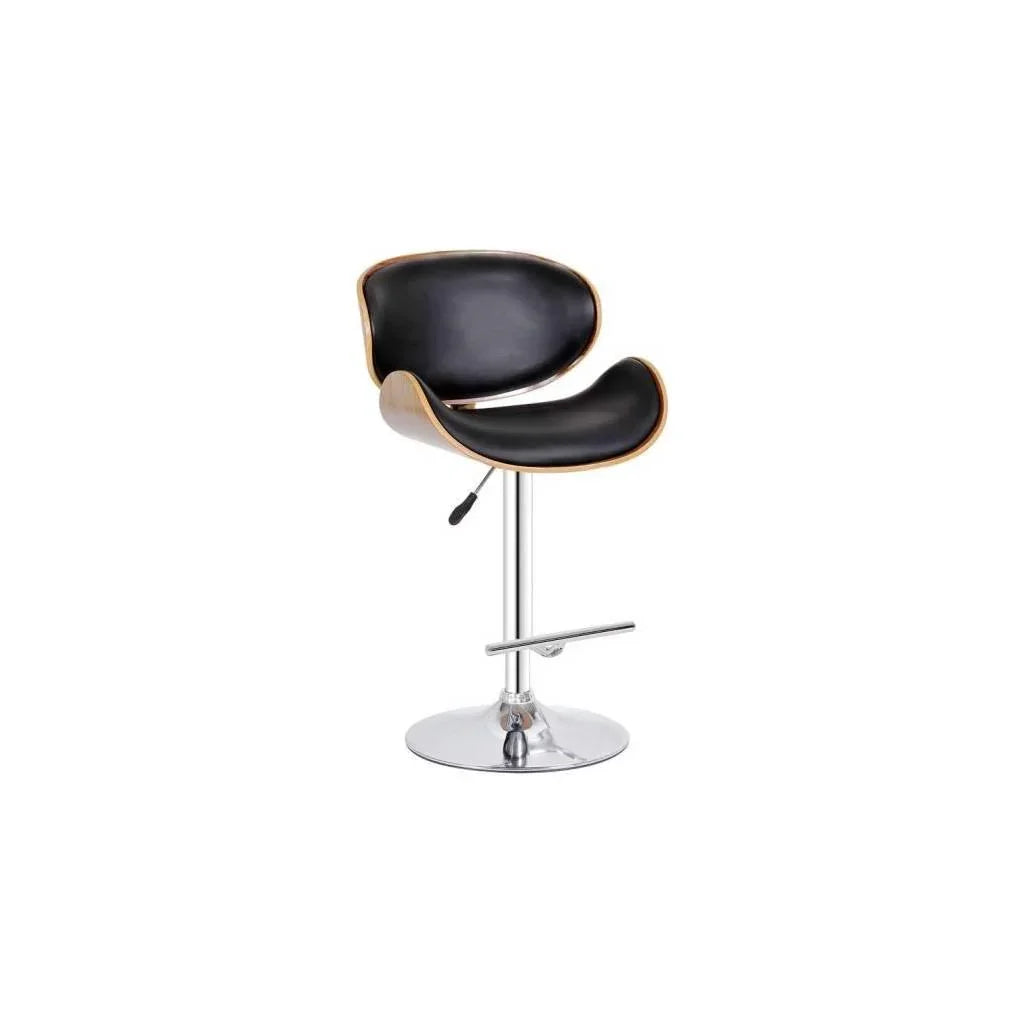 Comfy Bar Stool Chrome Black Pu High Back - Furniture Castle