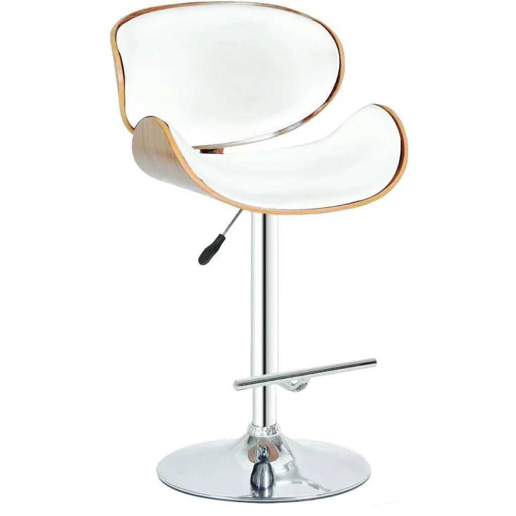 Comfy Bar Stool Chrome White Pu High Back - Furniture Castle