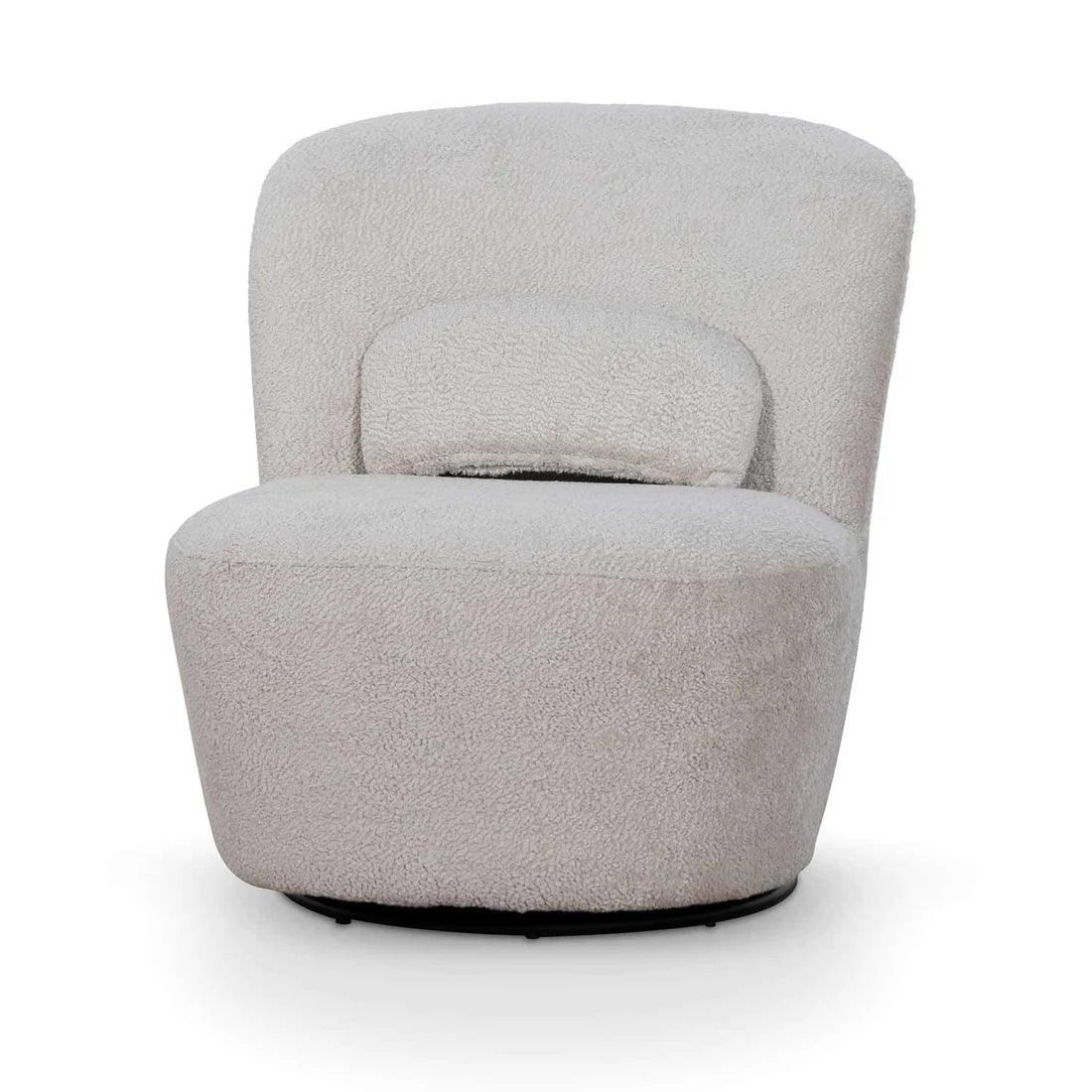 Comfy Swivel Lounge Chair - Ivory Teddy - Furniture Castle