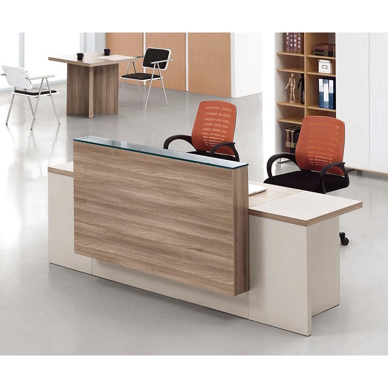 CONELLI Reception Desk 2.4M - Light Walnut - Furniture Castle