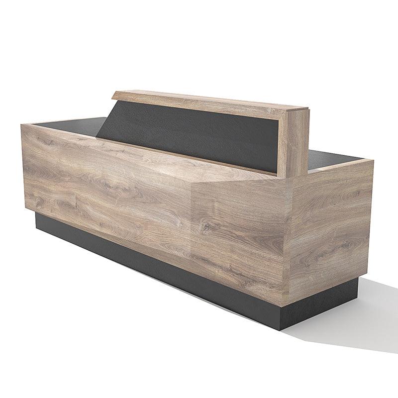 CONROY 2.4M Reception Desk Left Panel - Warm Oak & Black - Furniture Castle