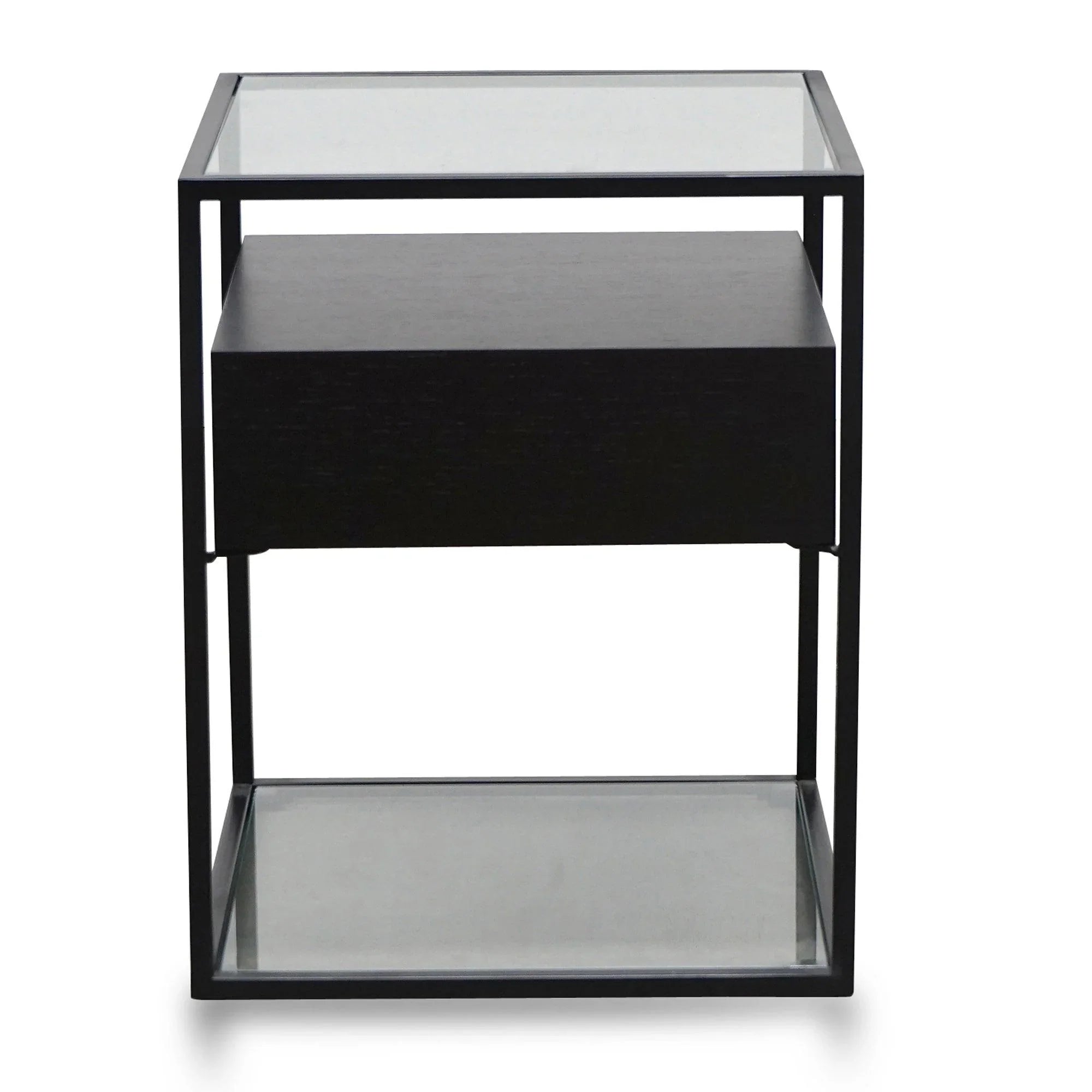 CST2671-IG Glass Side Table - Full Black - Furniture Castle
