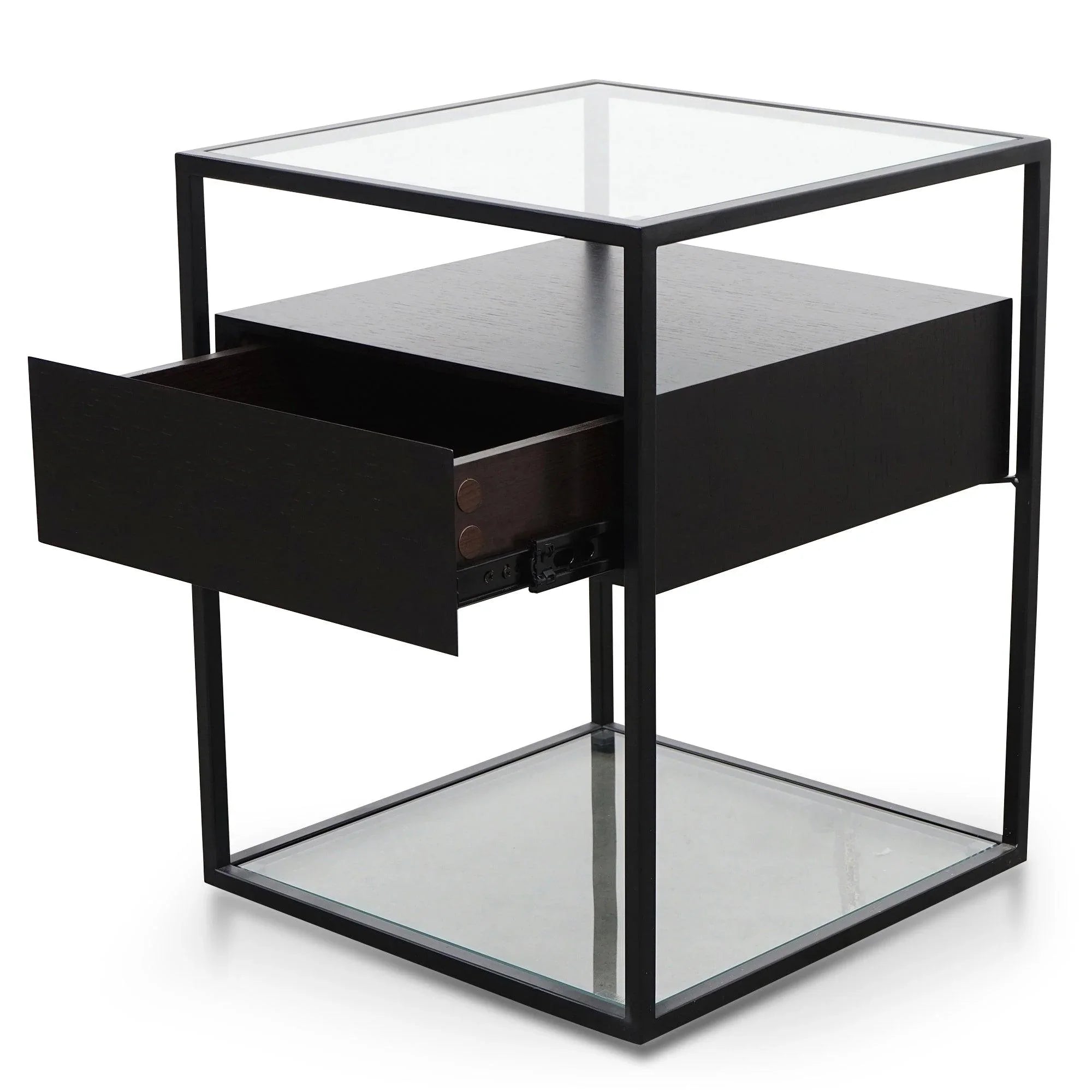 CST2671-IG Glass Side Table - Full Black - Furniture Castle