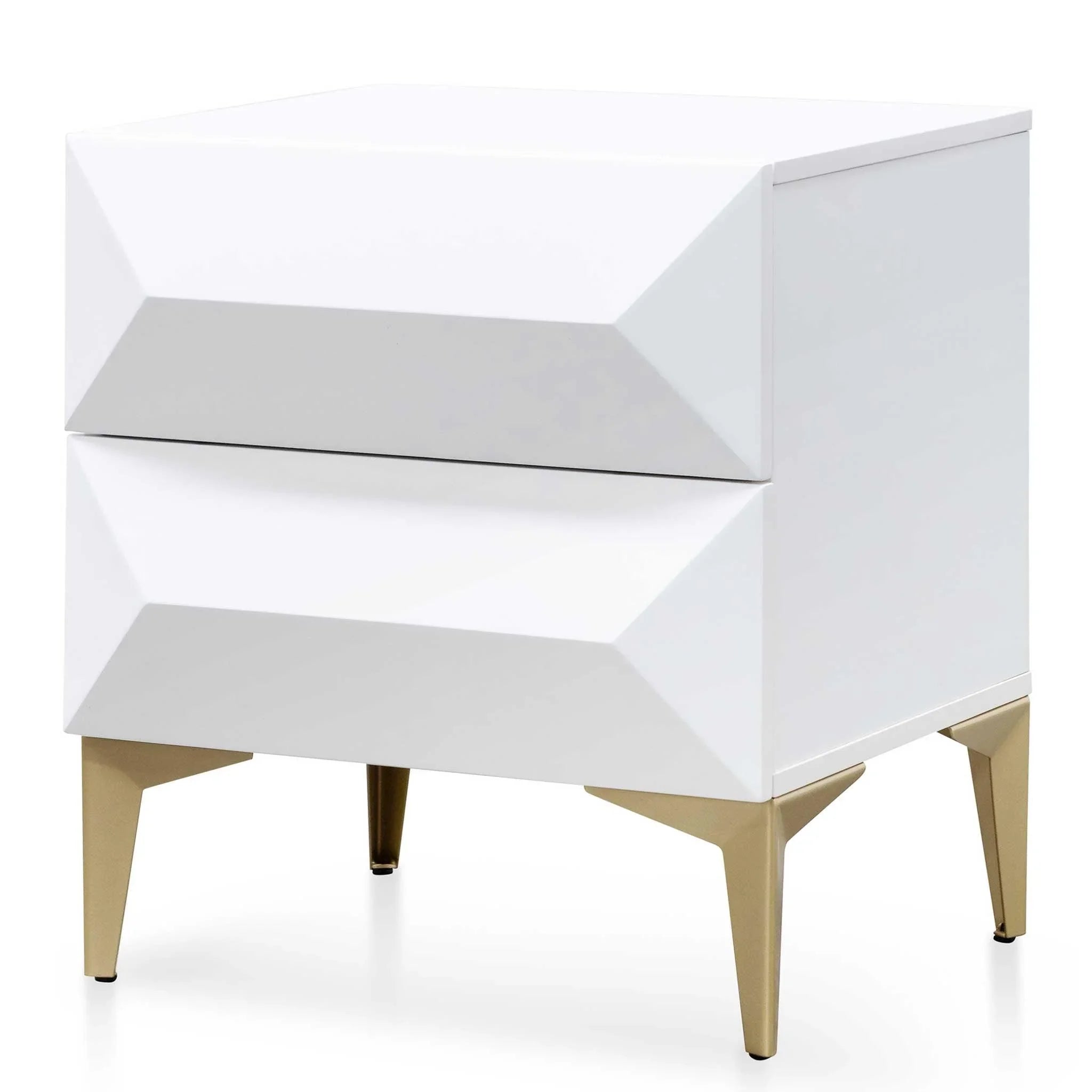 CST6410-IG Wooden Side Table - White with Gold Legs - Furniture Castle