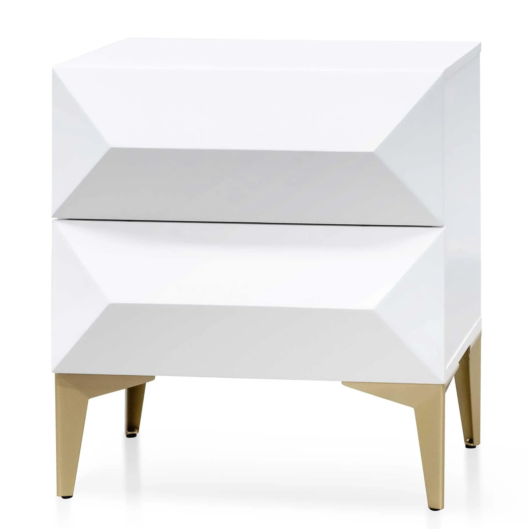 CST6410-IG Wooden Side Table - White with Gold Legs - Furniture Castle