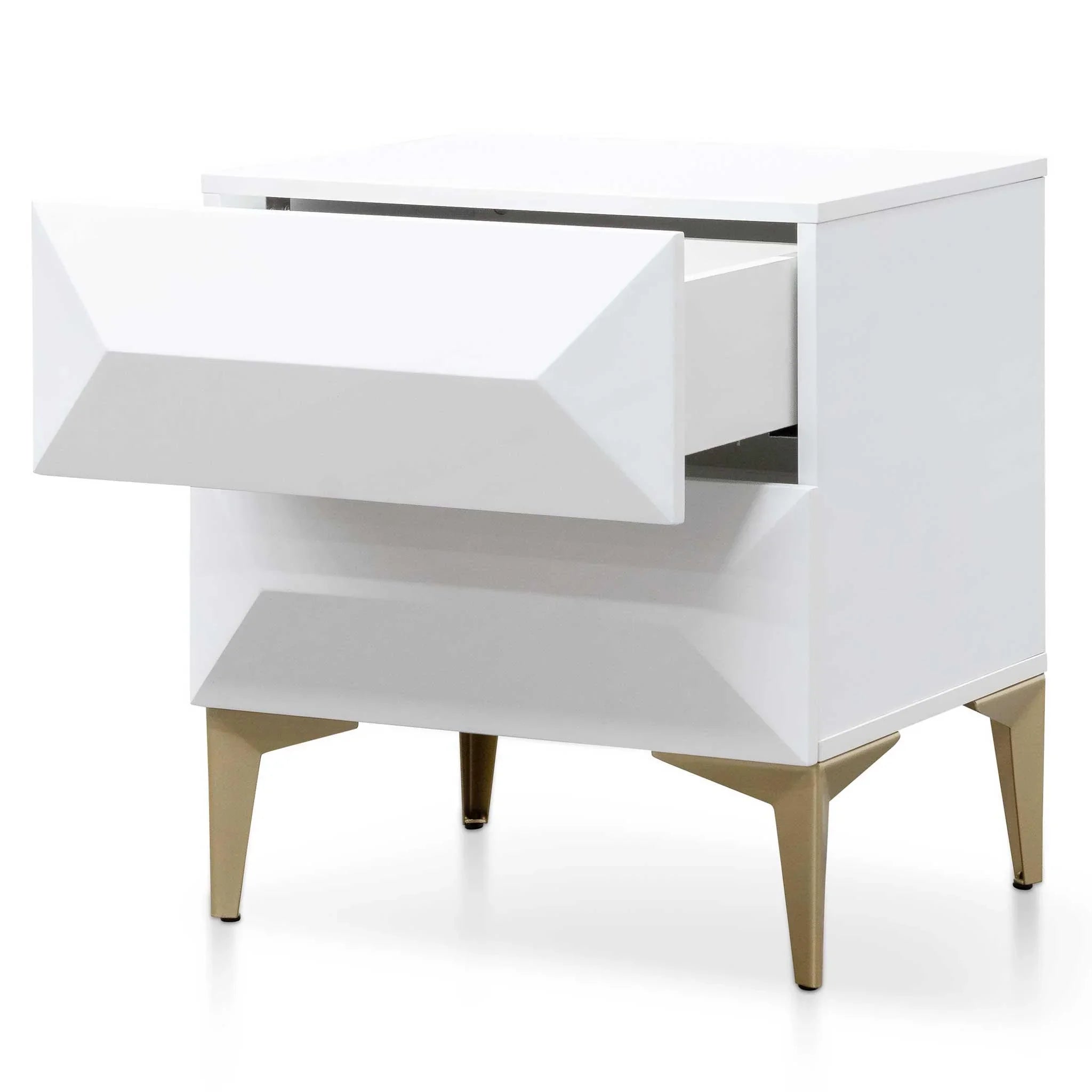 CST6410-IG Wooden Side Table - White with Gold Legs - Furniture Castle