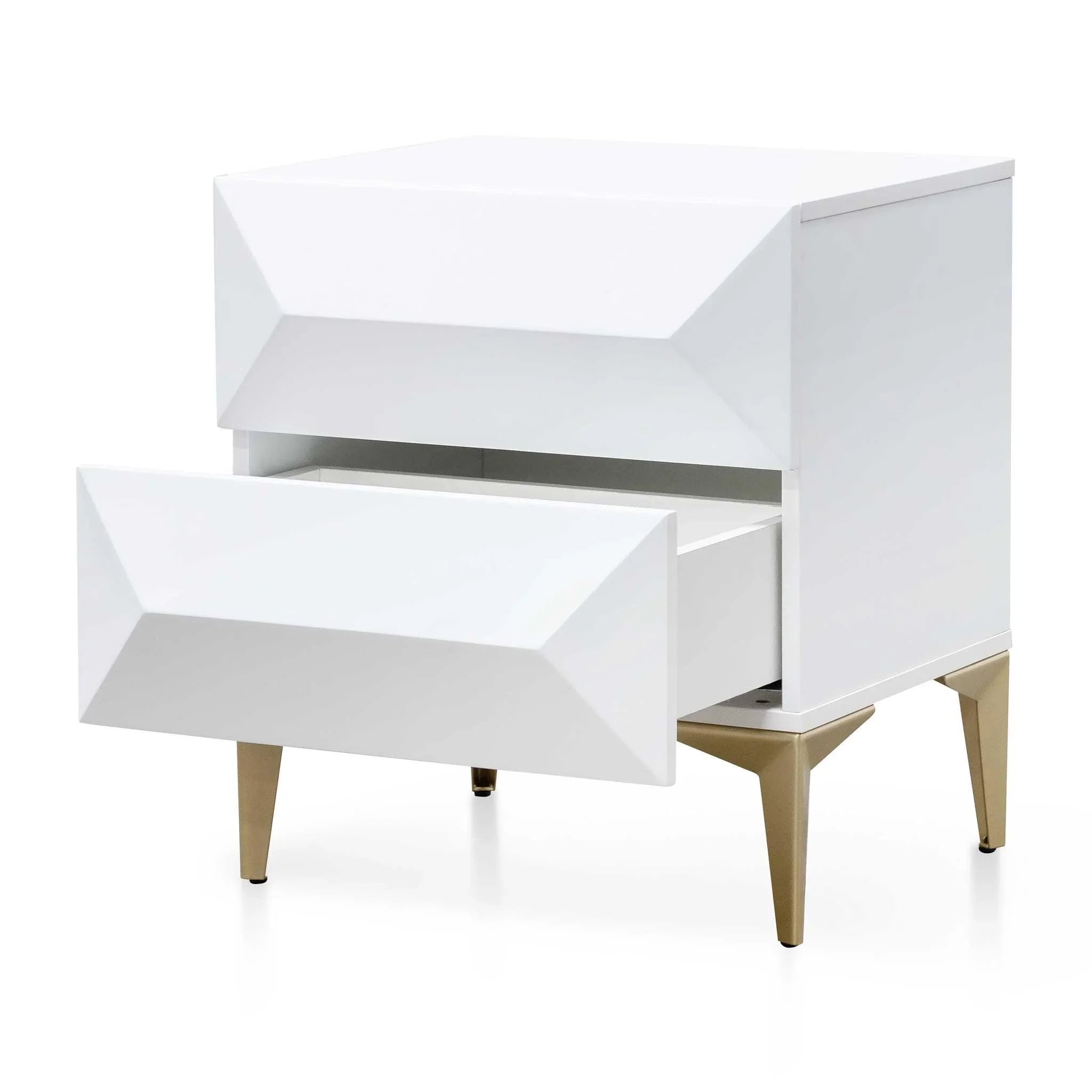 CST6410-IG Wooden Side Table - White with Gold Legs - Furniture Castle
