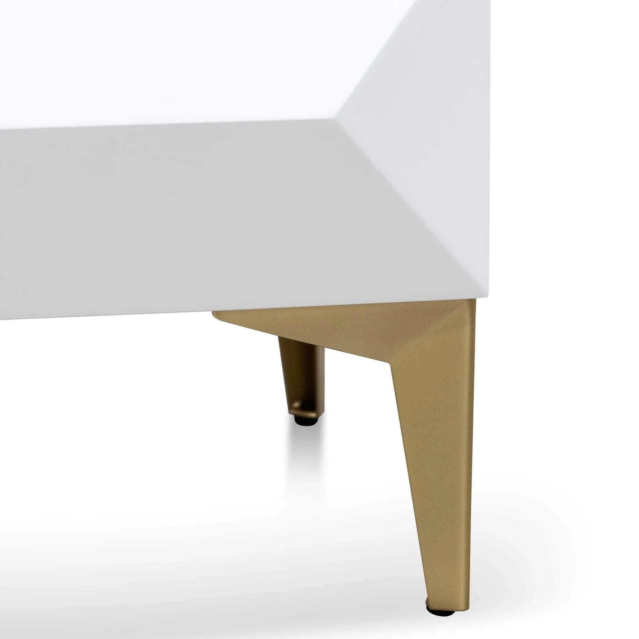 CST6410-IG Wooden Side Table - White with Gold Legs - Furniture Castle
