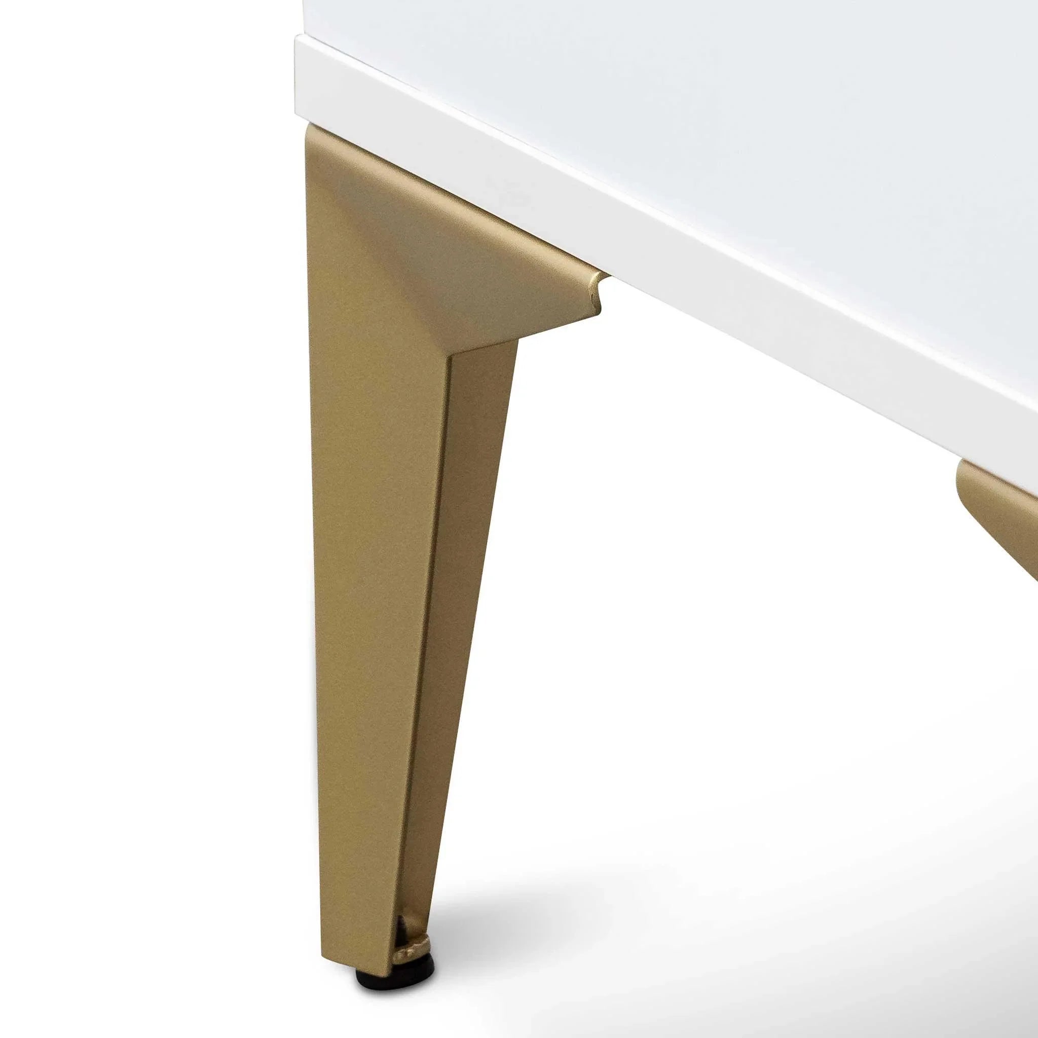 CST6410-IG Wooden Side Table - White with Gold Legs - Furniture Castle