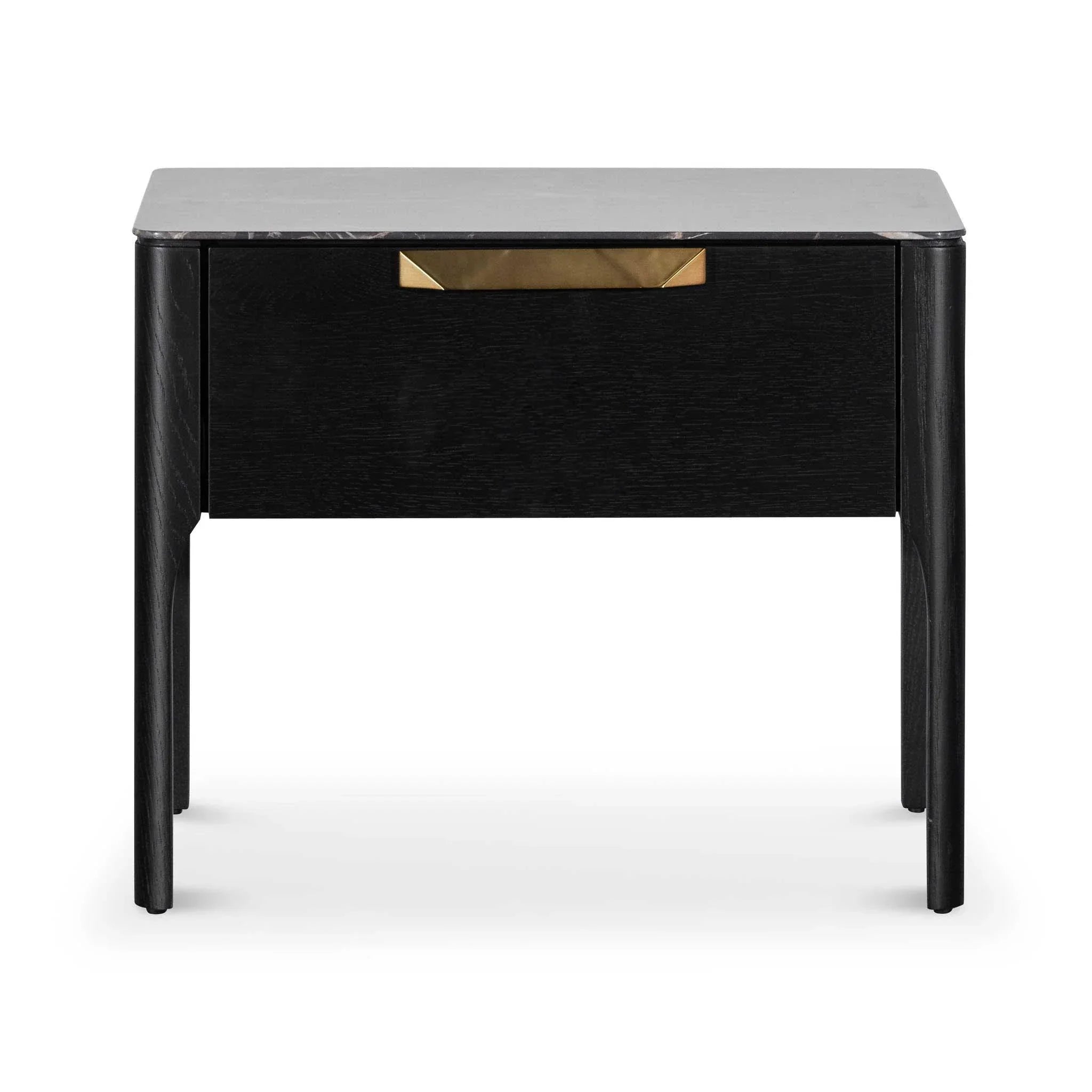 CST6529-CN Bedside Table - Black with Porcelain Marble Top - Furniture Castle