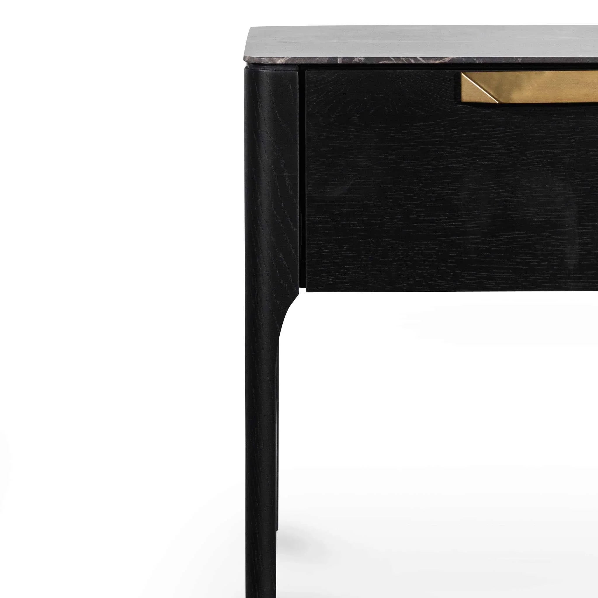 CST6529-CN Bedside Table - Black with Porcelain Marble Top - Furniture Castle
