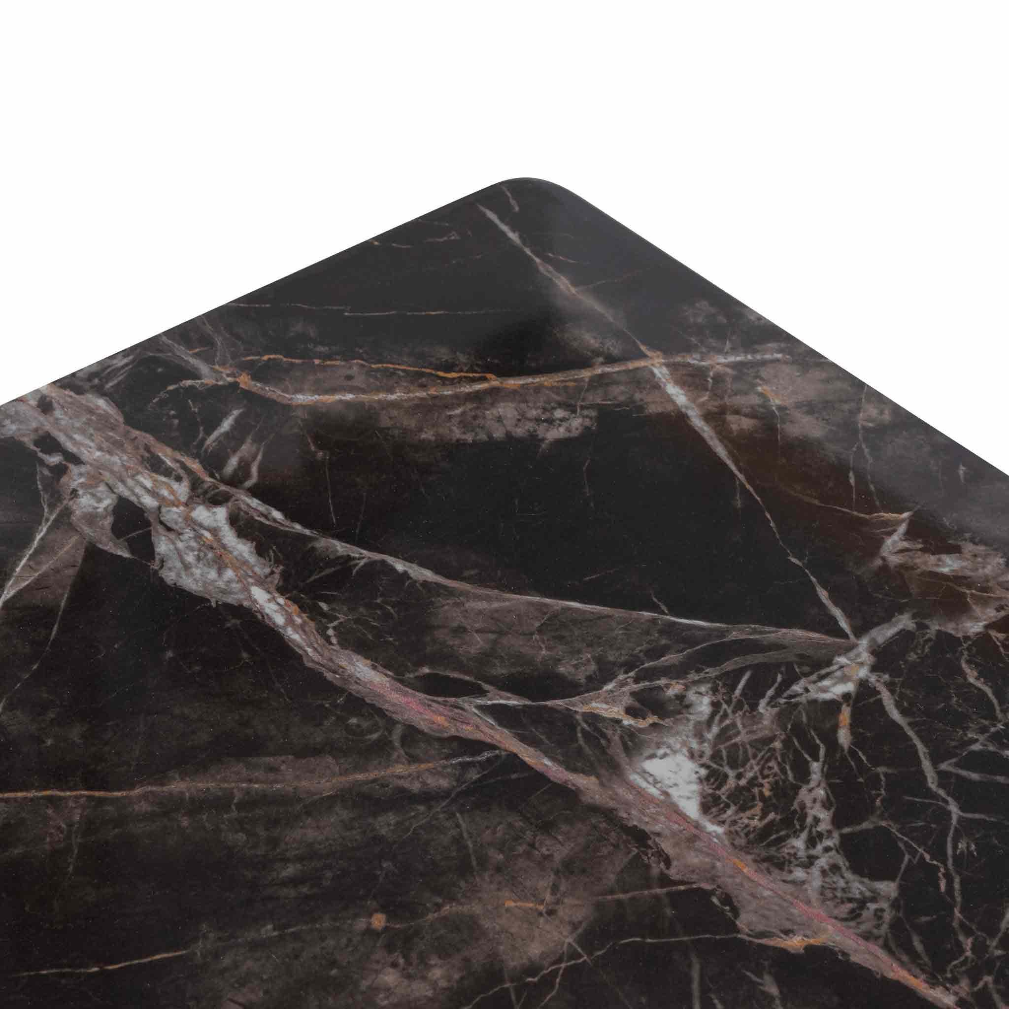 CST6529-CN Bedside Table - Black with Porcelain Marble Top - Furniture Castle