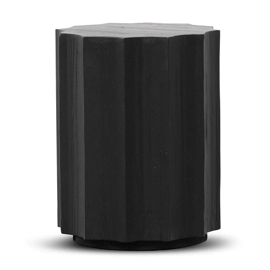 CST6779-NI 40cm (D) recycled Side Table - Full Black - Furniture Castle