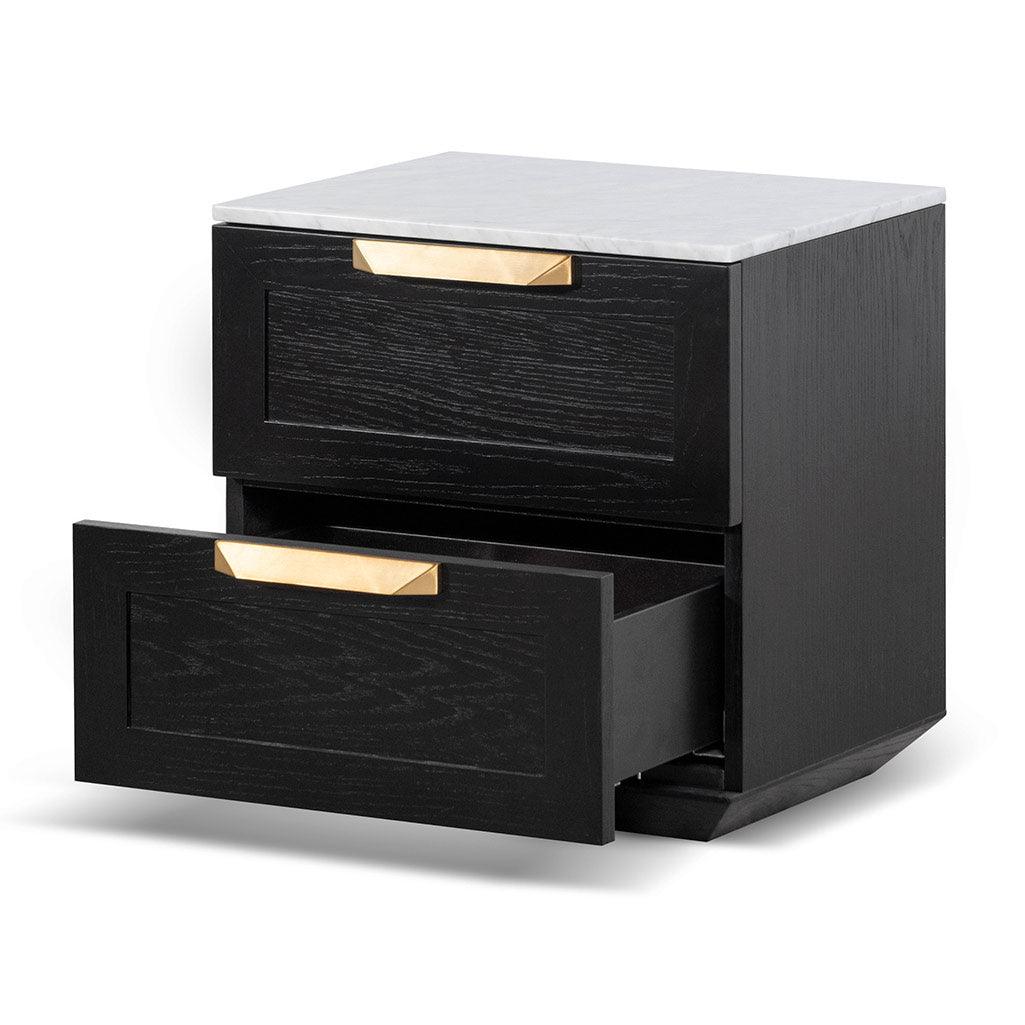 CST6863-CN Bedside Table - Black with Marble Top - Furniture Castle