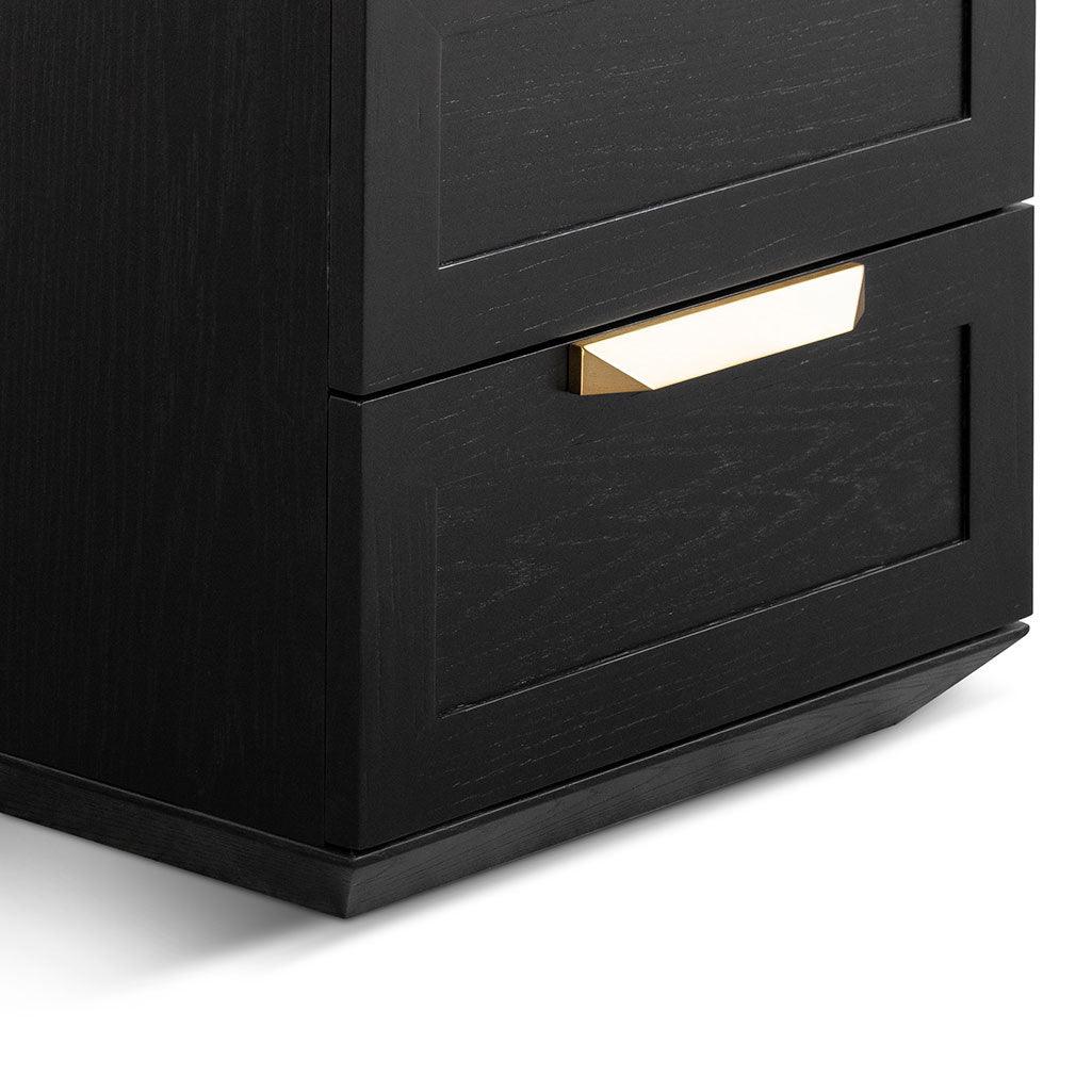 CST6863-CN Bedside Table - Black with Marble Top - Furniture Castle