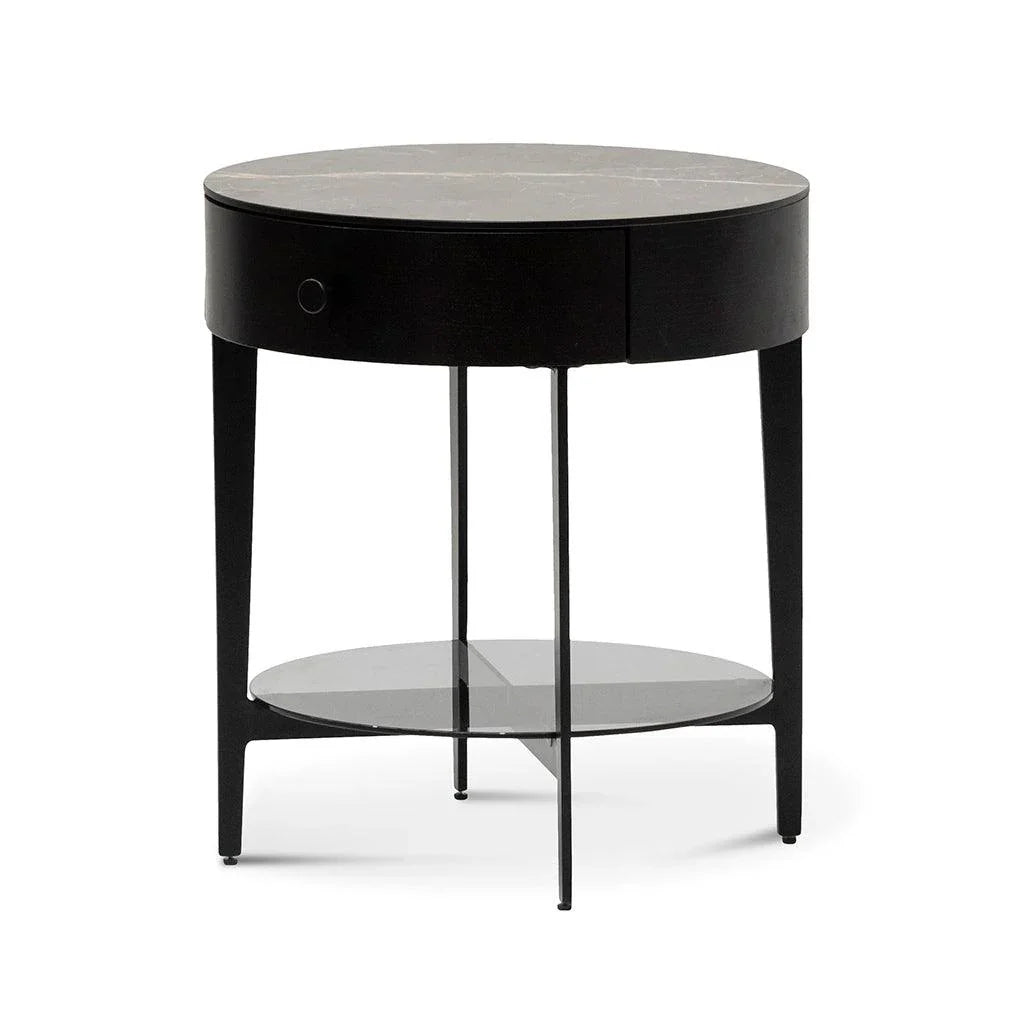 CST6894-IG Round Side Table - Black - Furniture Castle