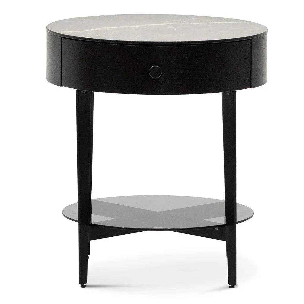 CST6894-IG Round Side Table - Black - Furniture Castle