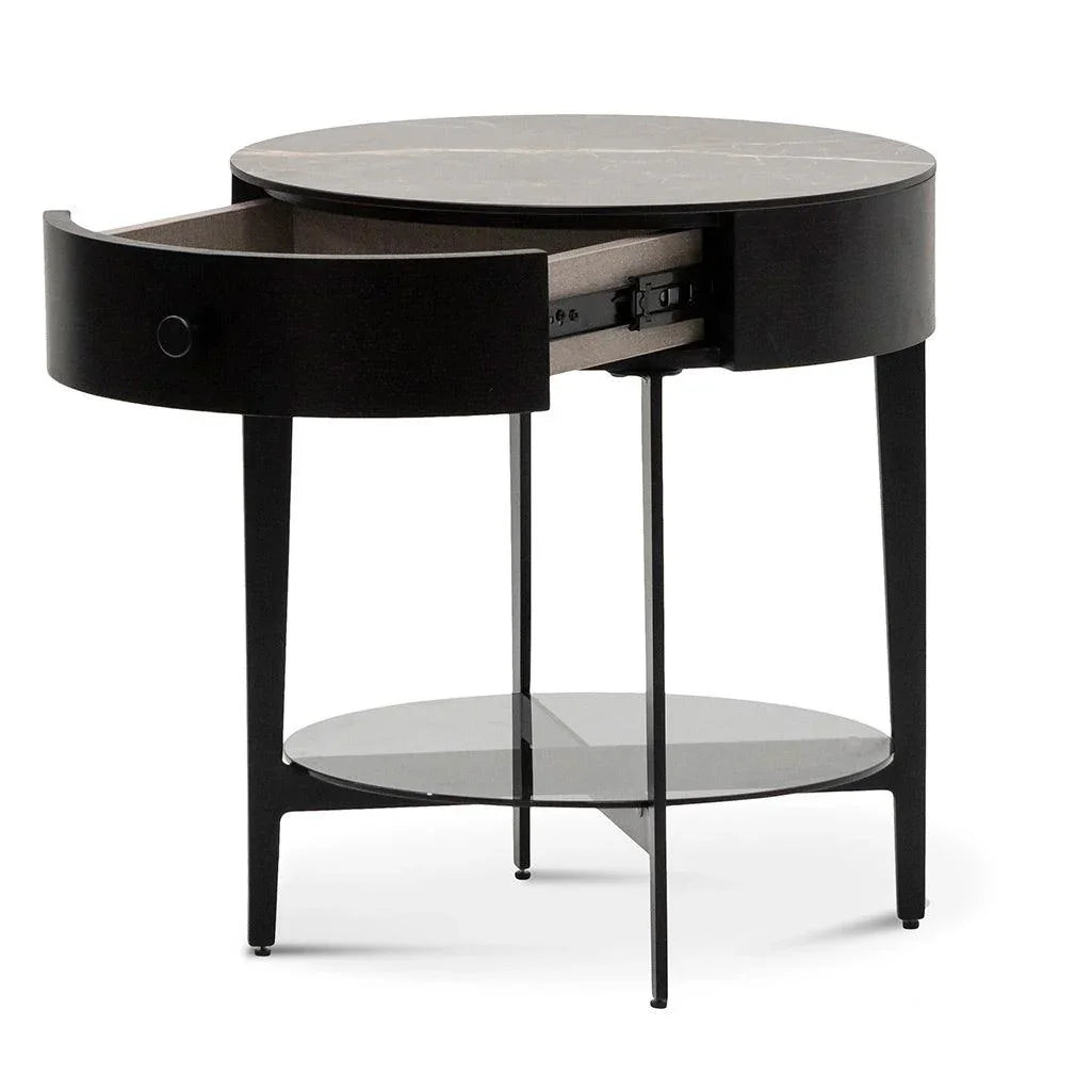 CST6894-IG Round Side Table - Black - Furniture Castle