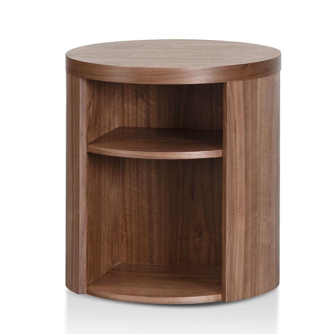 CST8083-BB Round Wooden Bedside Table - Walnut - Furniture Castle