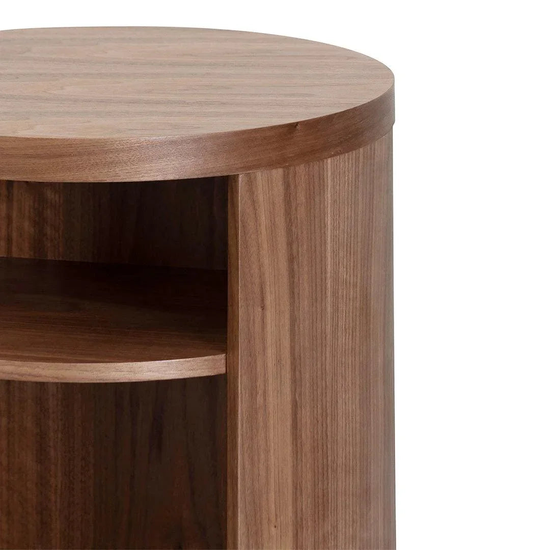 CST8083-BB Round Wooden Bedside Table - Walnut - Furniture Castle