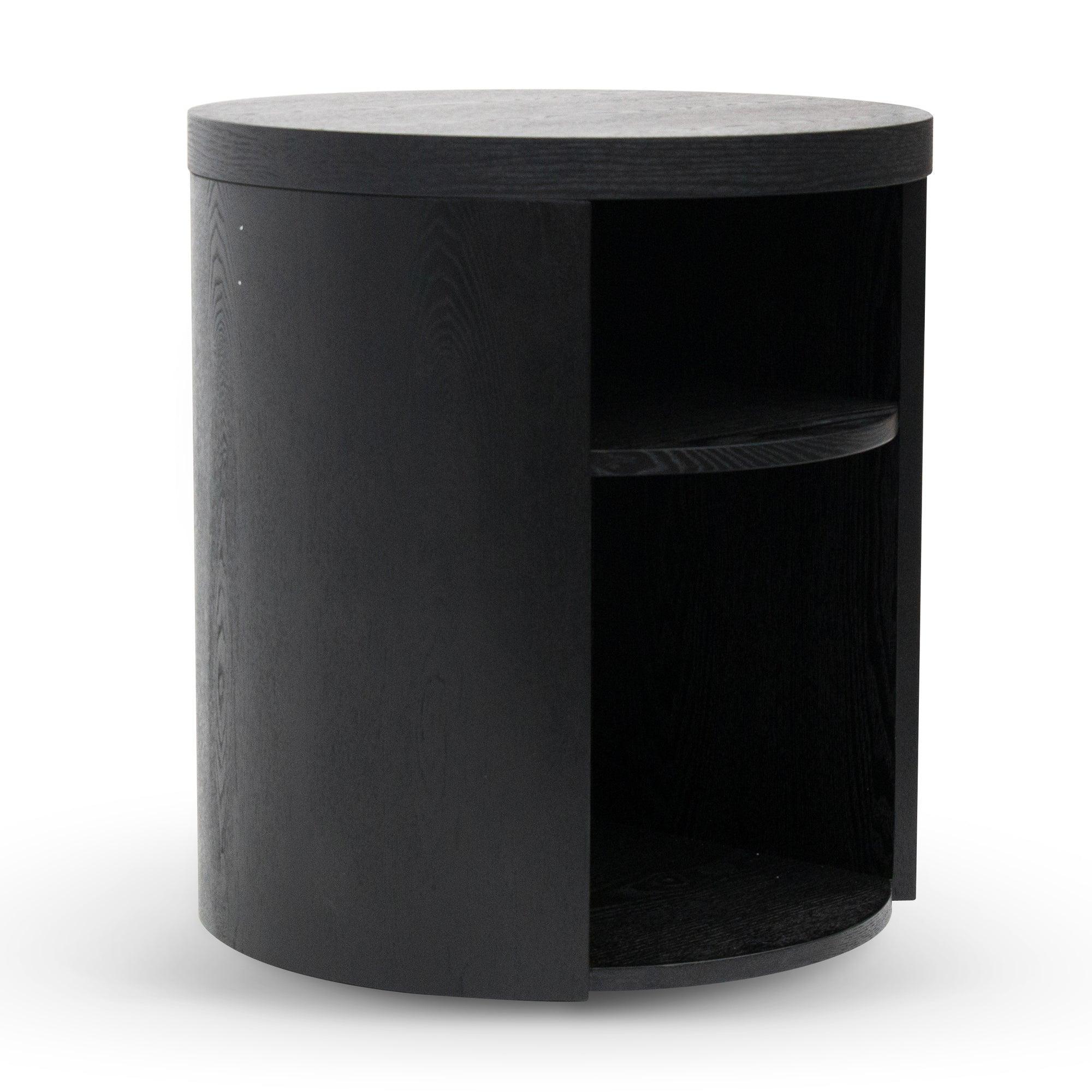 CST8084-BB Round Wooden Bedside Table - Black Mountain - Furniture Castle