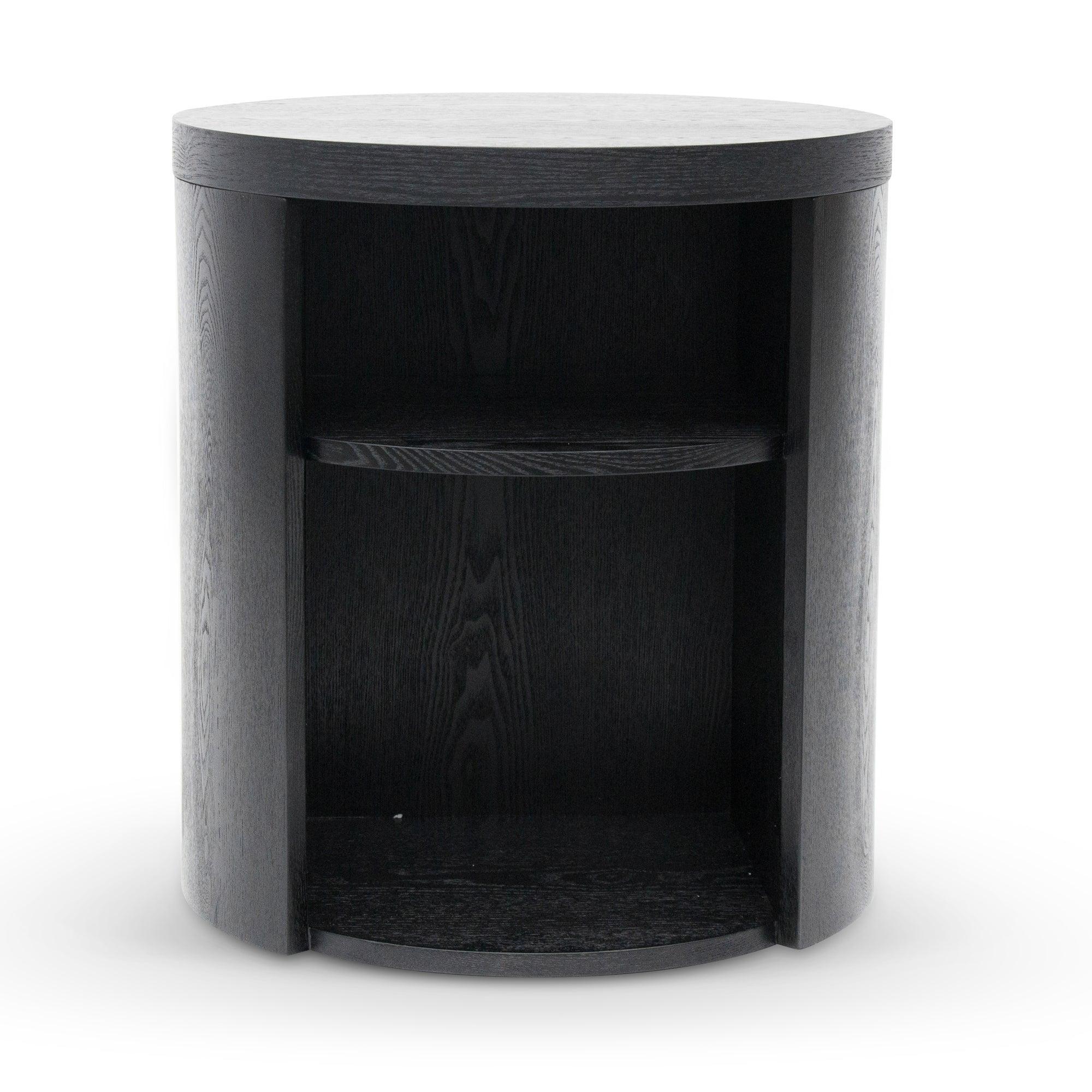 CST8084-BB Round Wooden Bedside Table - Black Mountain - Furniture Castle
