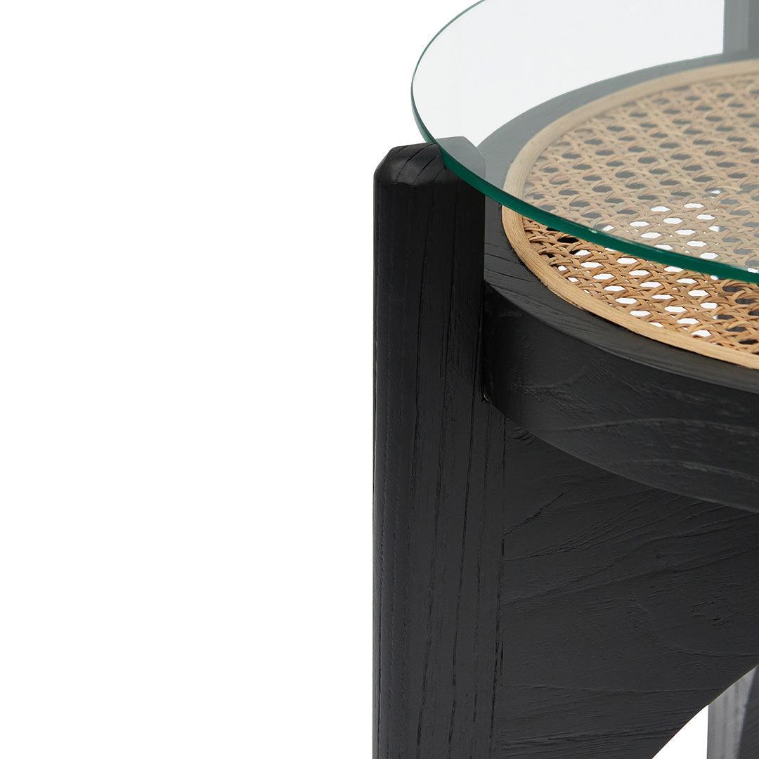 CST8142-NI 50cm Round Glass Side Table - Black - Furniture Castle