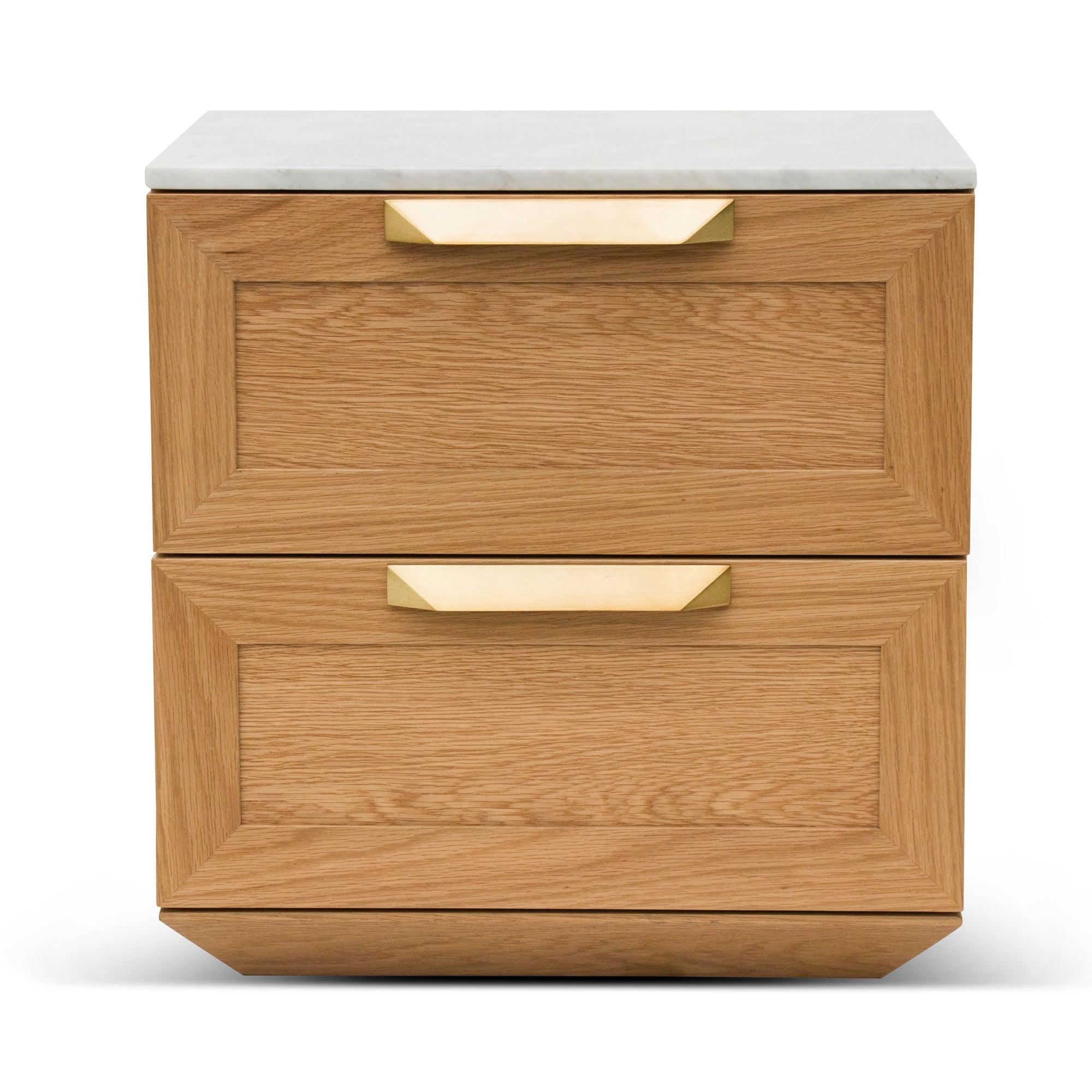 CST8235-CN Bedside Table - Natural with Marble Top - Furniture Castle