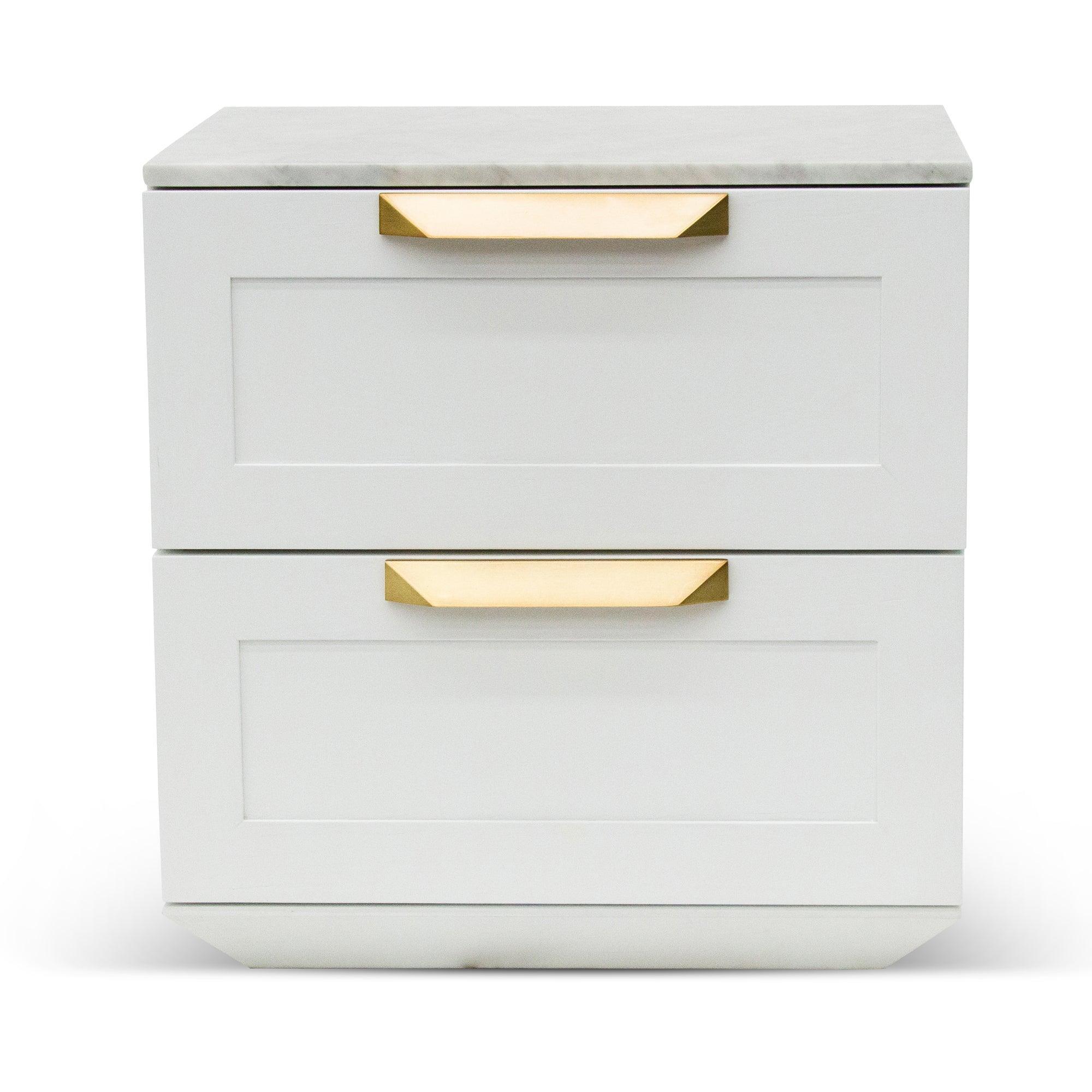 CST8236-CN Bedside Table - White with Marble Top - Furniture Castle