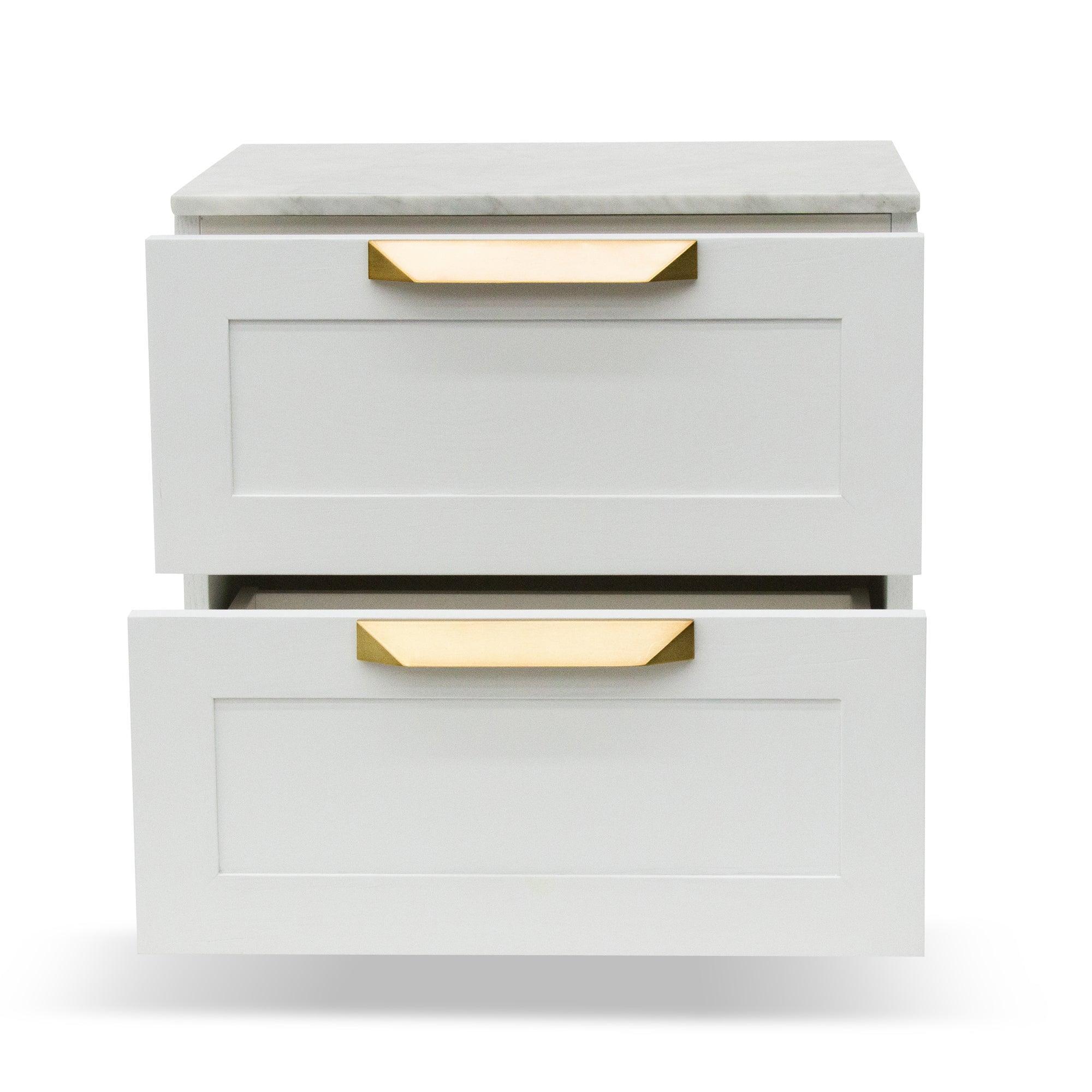 CST8236-CN Bedside Table - White with Marble Top - Furniture Castle