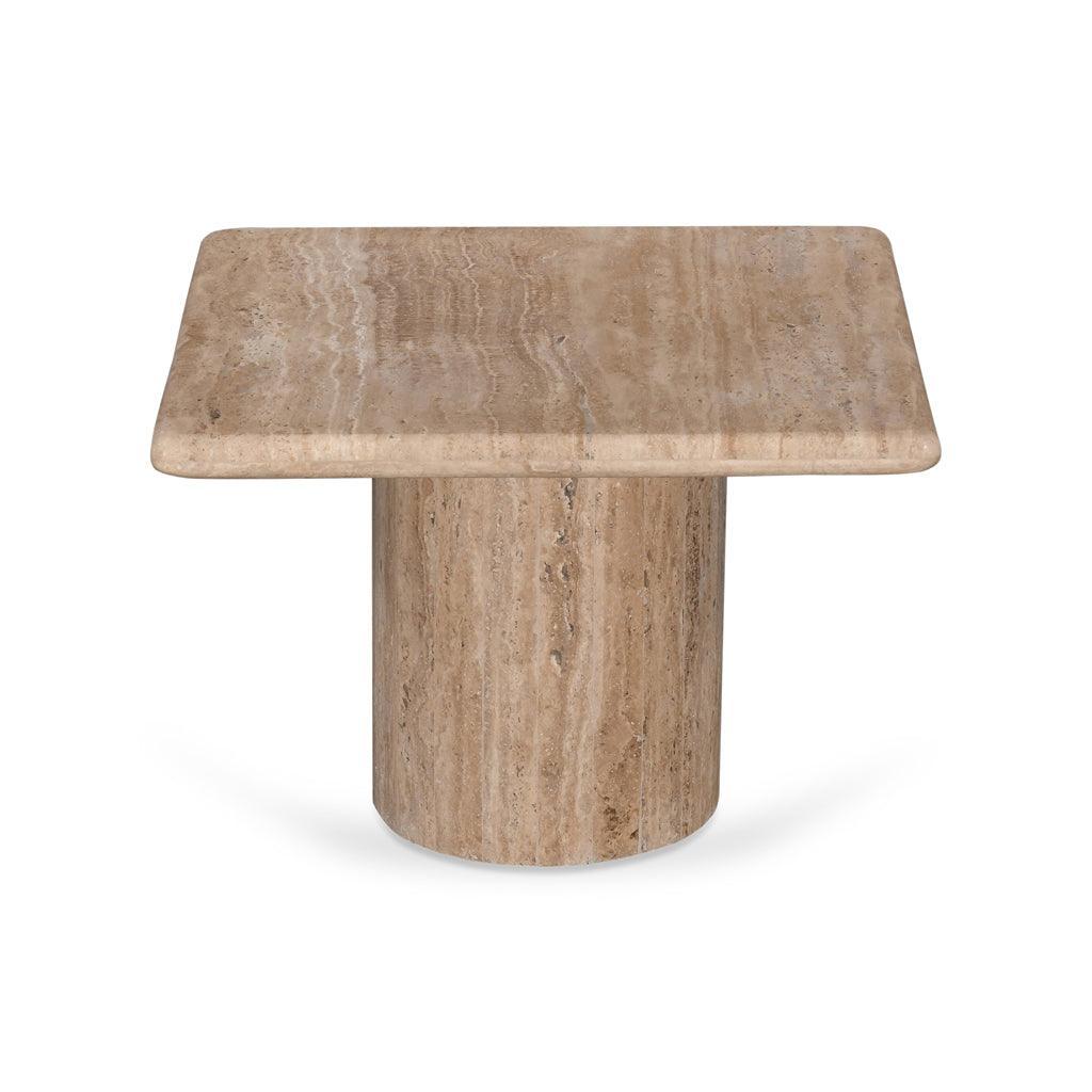 CST8712-RB 50cm Travertine Top Side Table - Natural - Furniture Castle