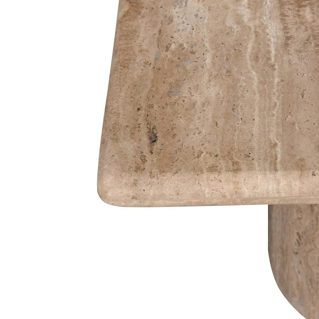CST8712-RB 50cm Travertine Top Side Table - Natural - Furniture Castle
