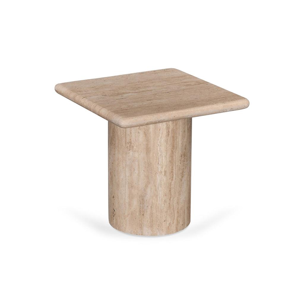 CST8713-RB 42cm Travertine Top Side Table - Natural - Furniture Castle
