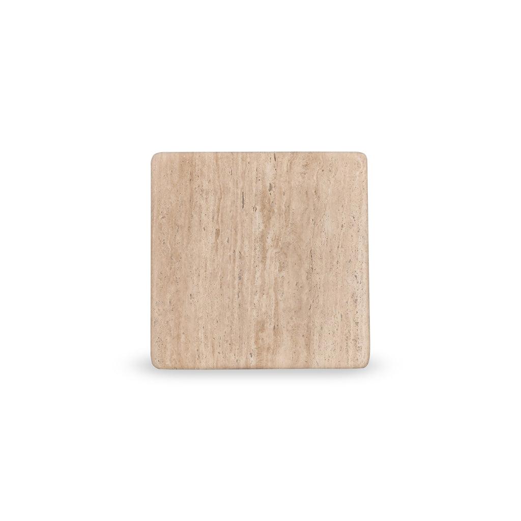 CST8713-RB 42cm Travertine Top Side Table - Natural - Furniture Castle