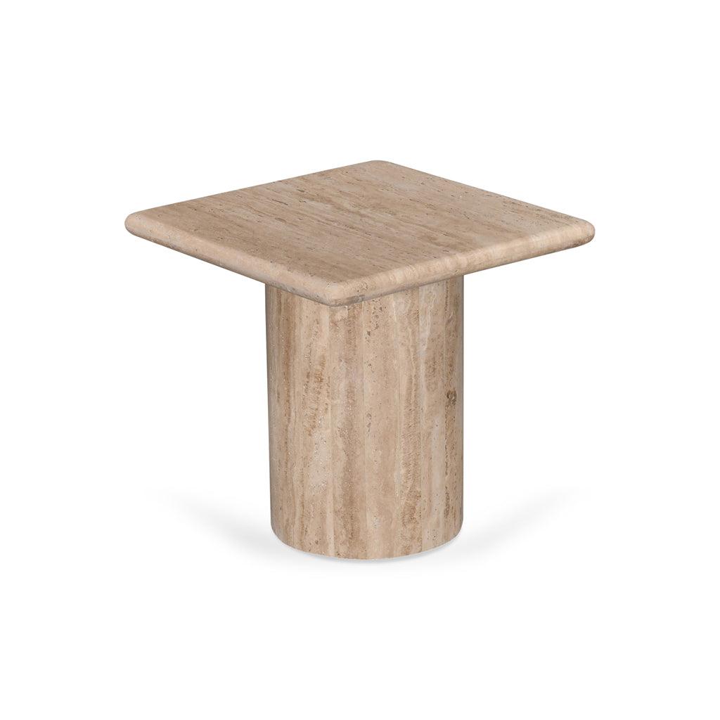 CST8713-RB 42cm Travertine Top Side Table - Natural - Furniture Castle