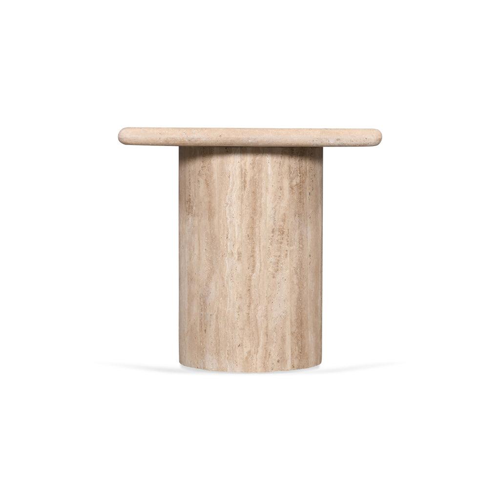 CST8713-RB 42cm Travertine Top Side Table - Natural - Furniture Castle