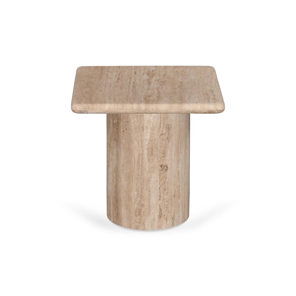 CST8713-RB 42cm Travertine Top Side Table - Natural - Furniture Castle