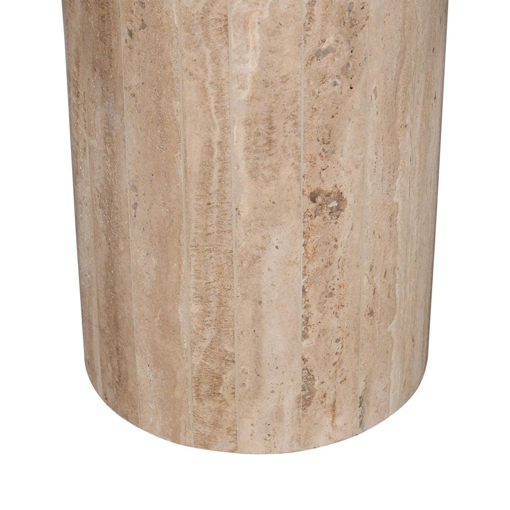 CST8713-RB 42cm Travertine Top Side Table - Natural - Furniture Castle