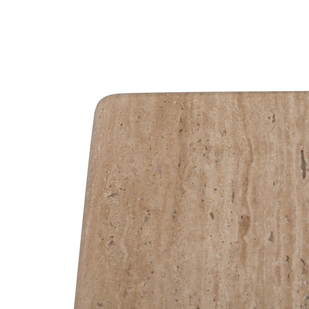 CST8713-RB 42cm Travertine Top Side Table - Natural - Furniture Castle