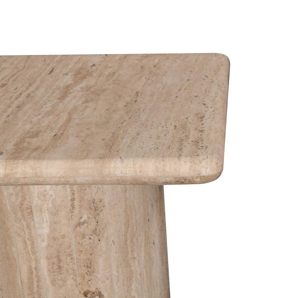 CST8713-RB 42cm Travertine Top Side Table - Natural - Furniture Castle