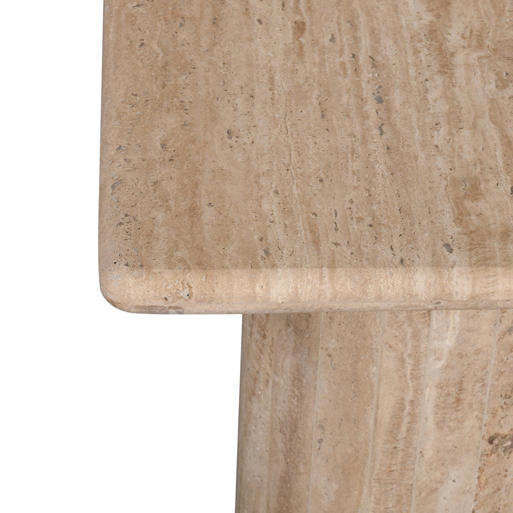 CST8713-RB 42cm Travertine Top Side Table - Natural - Furniture Castle