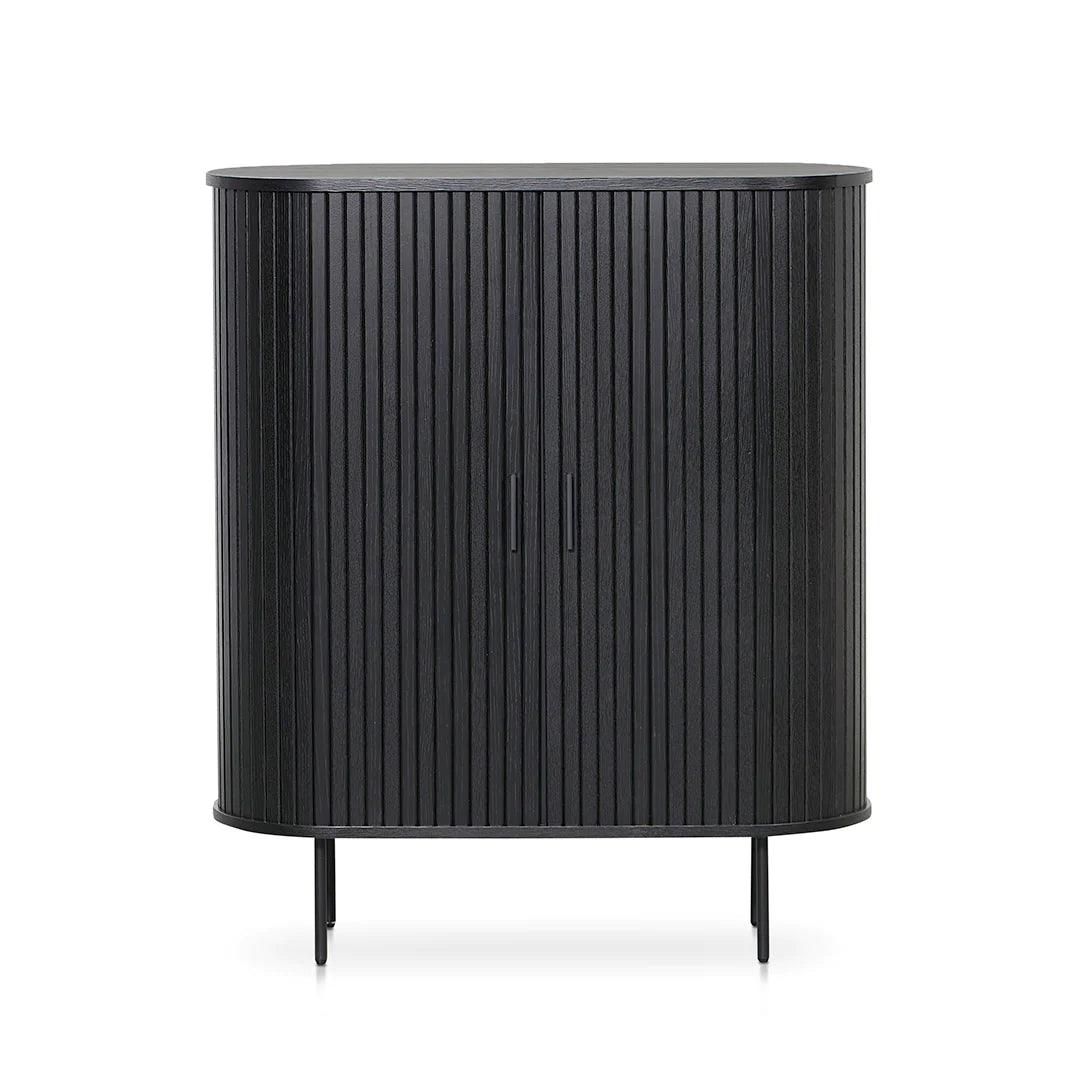 Curved Wooden Storage Cabinet - Full Black - Furniture Castle