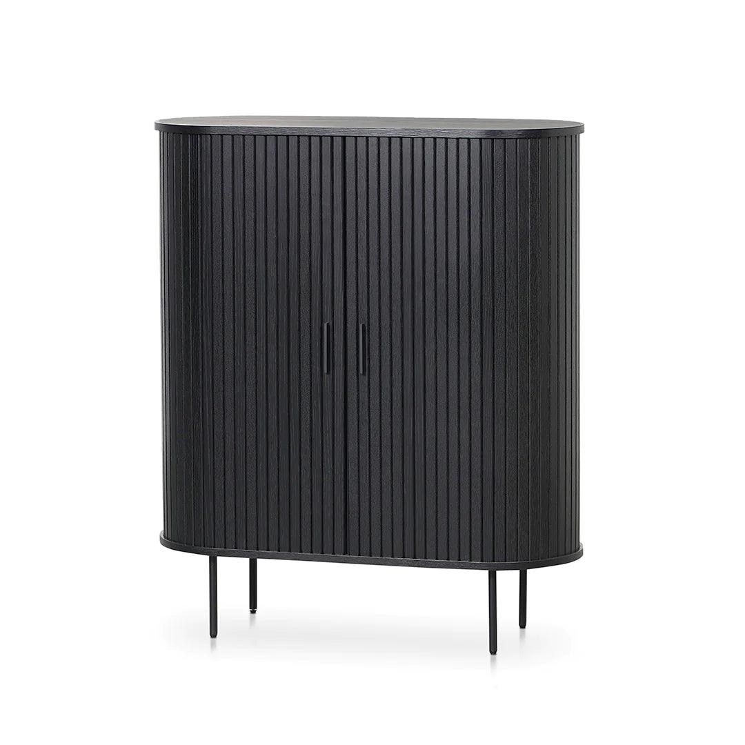 Curved Wooden Storage Cabinet - Full Black - Furniture Castle