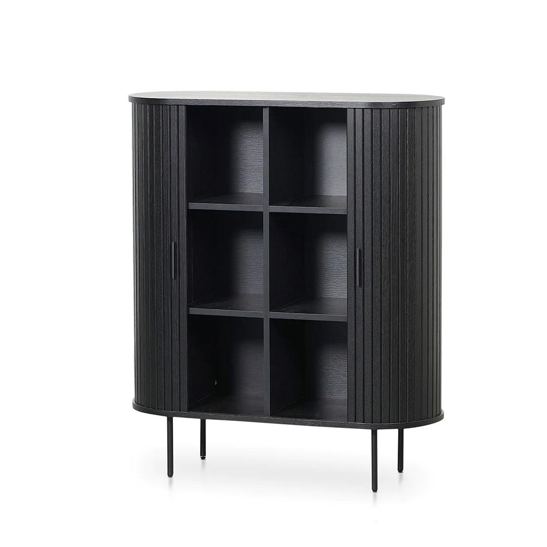 Curved Wooden Storage Cabinet - Full Black - Furniture Castle