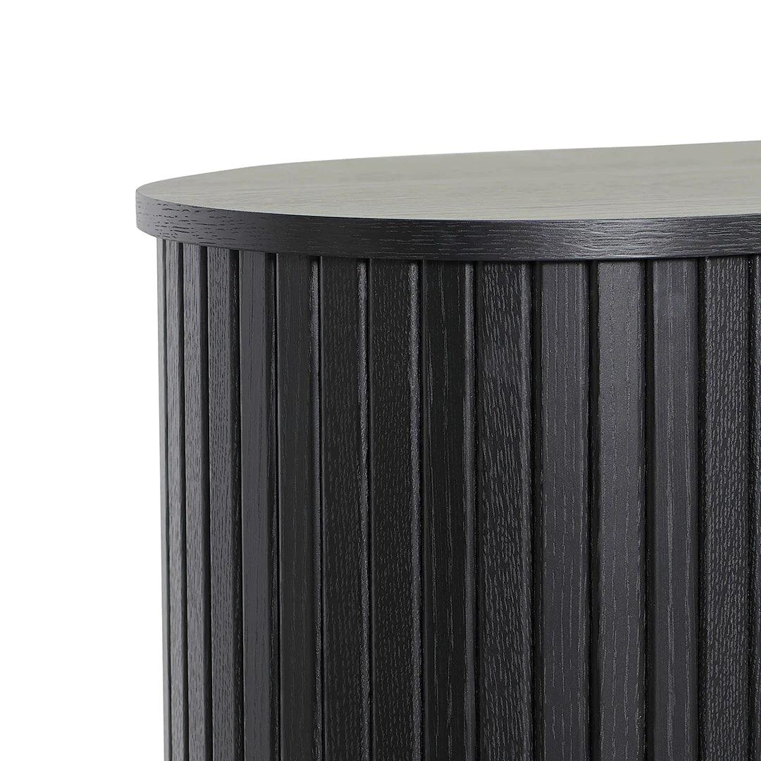 Curved Wooden Storage Cabinet - Full Black - Furniture Castle